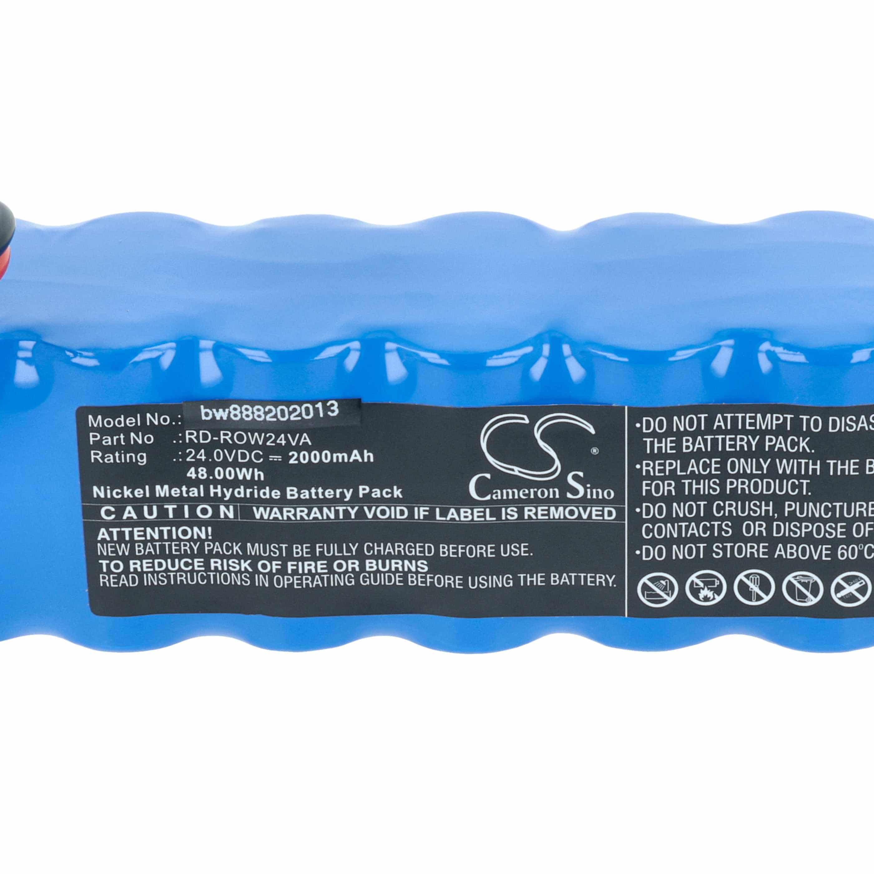 Battery replaces Rowenta RD-ROW24VA for Tefal etc. 2000mAh, 24V, NiMH
