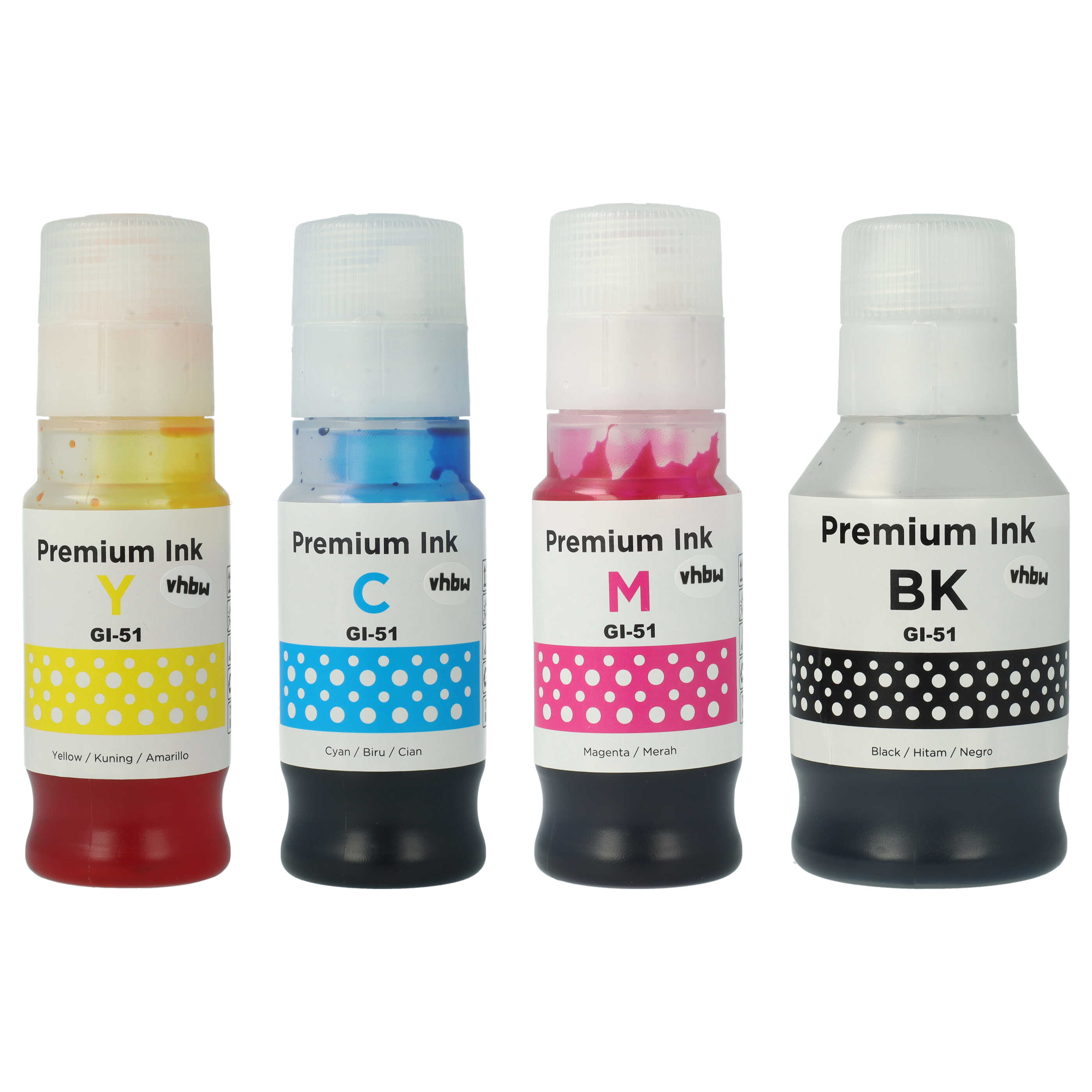 4x Refill Ink Coloured replaces Canon 4545C001, 4528C001, GI-11, 4544C001, 4543C001 for Canon Dye Printer