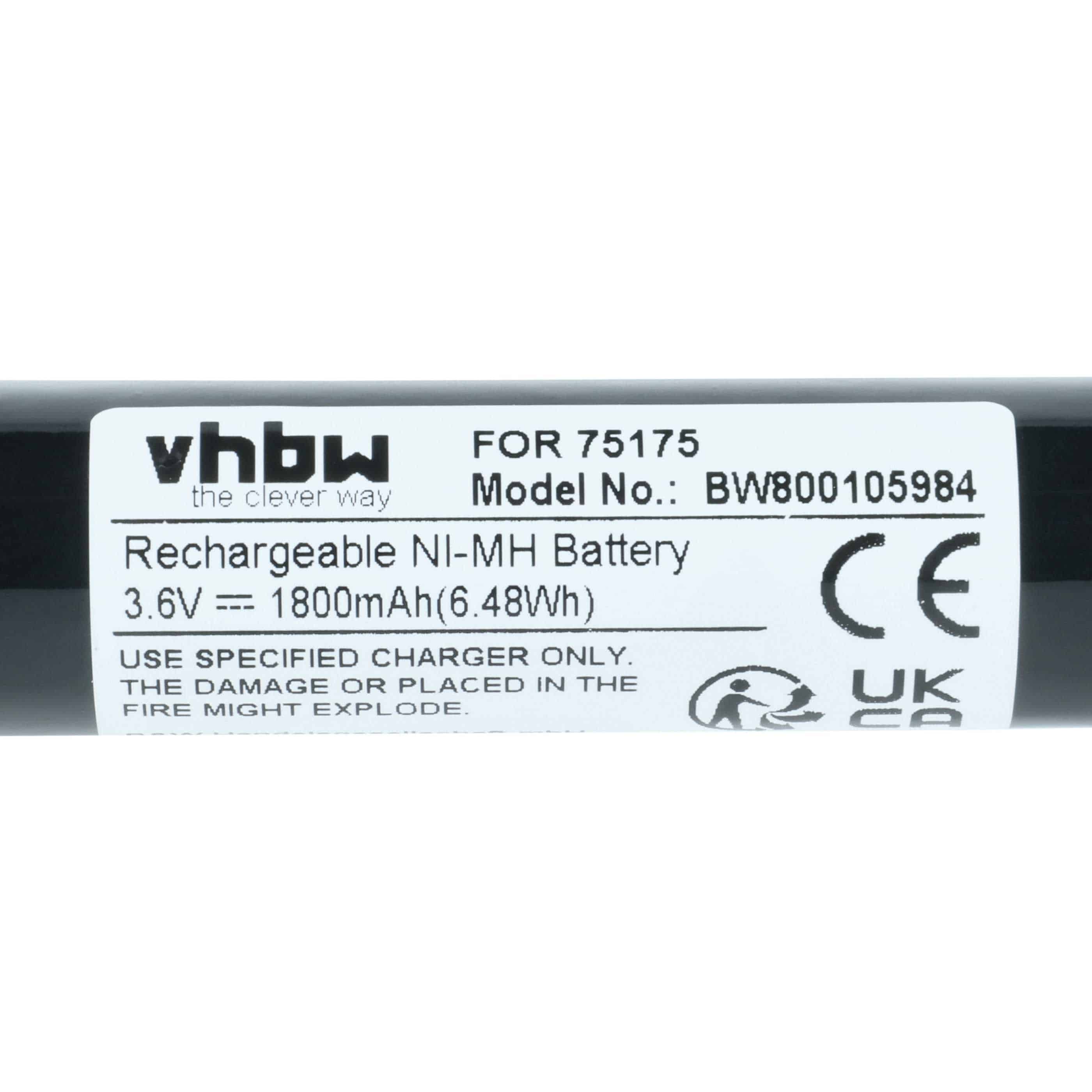 Torch - 2x Battery replaces Pelican Streamlight 75175, 75375 - 1800 mAh 3.6 V NiMH