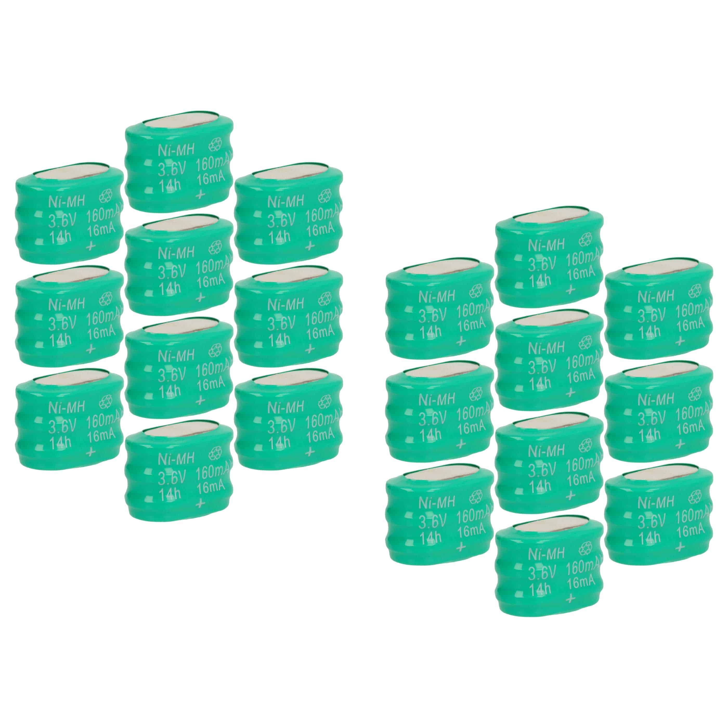 20x Button Cell Battery Type 3/V150H for Model Building Solar Lamps etc. - 150 mAh 3.6 V NiMH