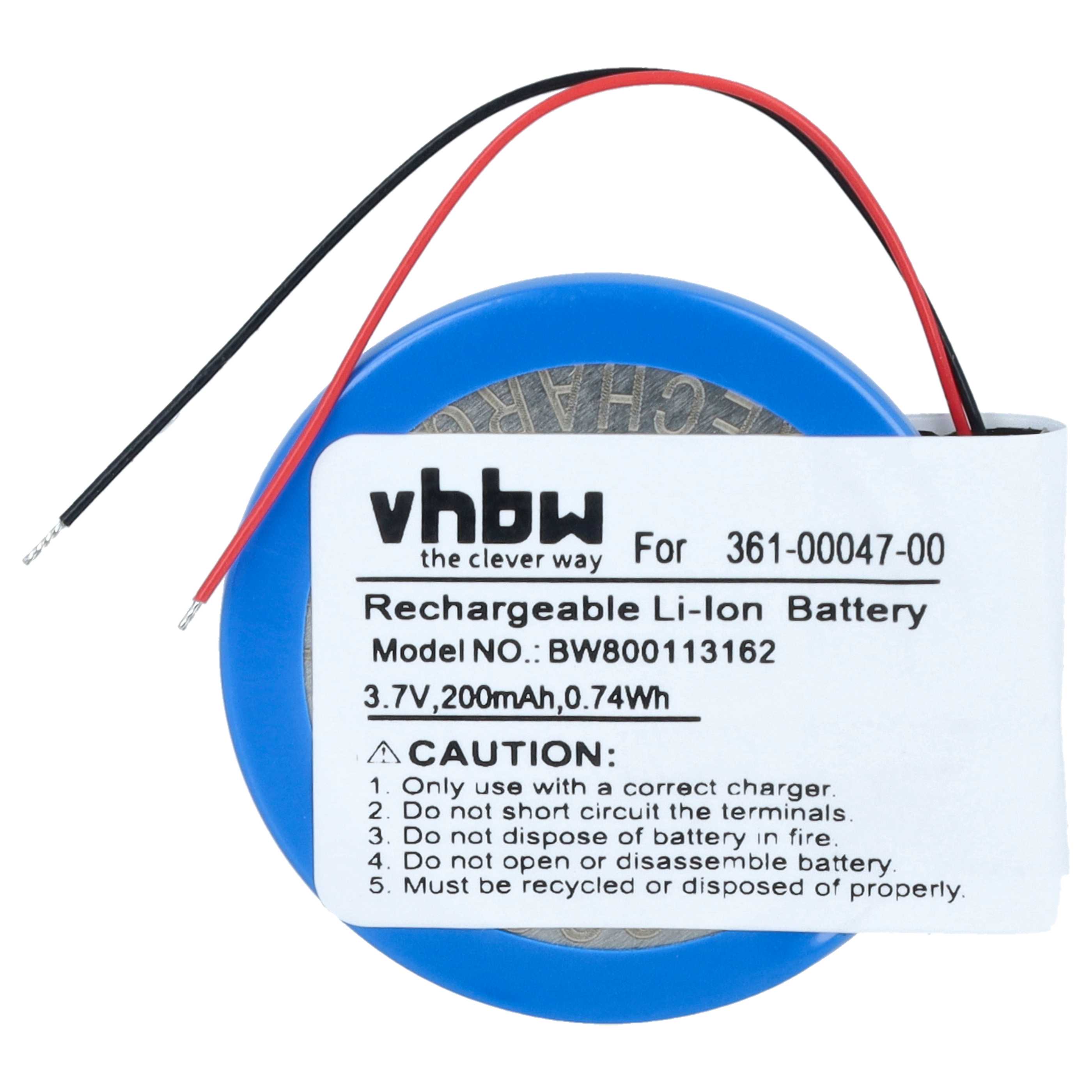 Smartwatch Battery replaces Garmin 361-00047-00, 361-00064-00 - 200 mAh 3.7 V Li-Ion