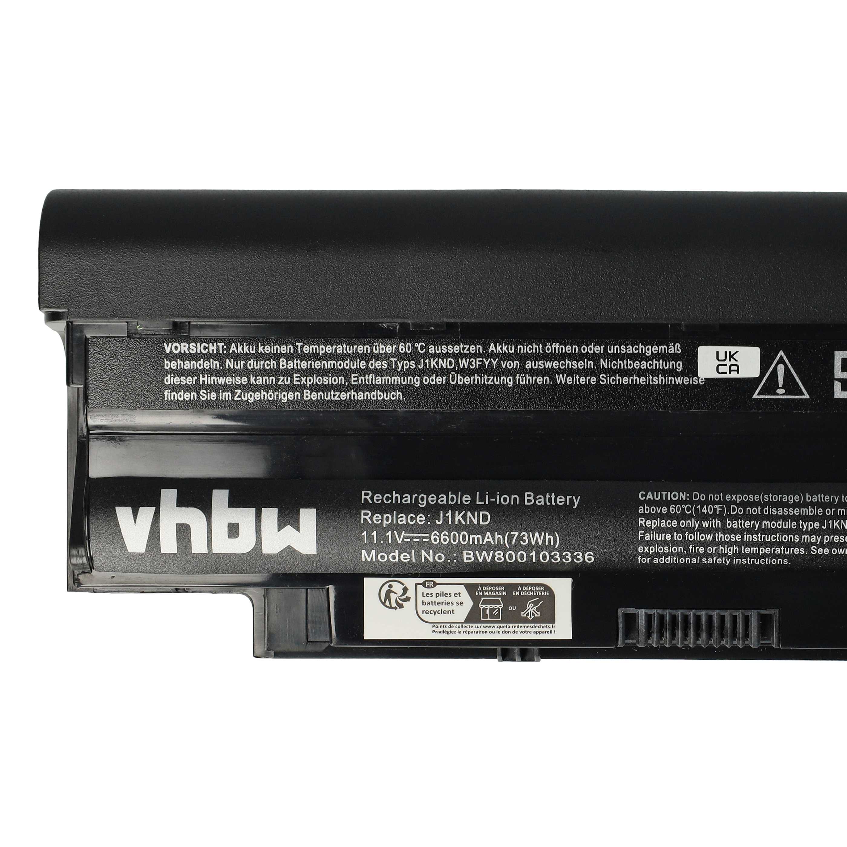 Akumulator do laptopa zamiennik Dell 07XFJJ, 0J1KND, 04YRJH, 06P6PN, 0383CW - 6600 mAh 11,1 V Li-Ion, czarny