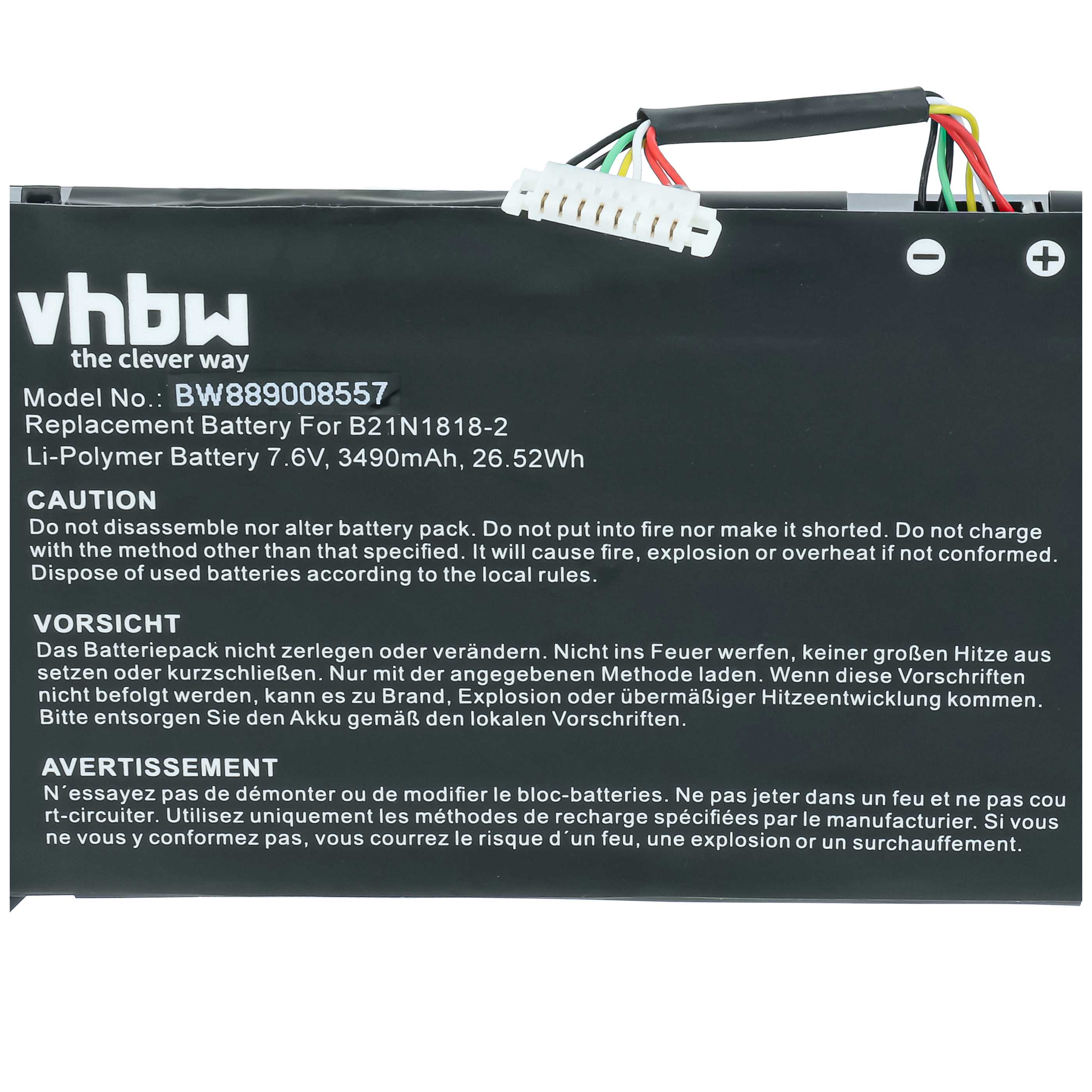 Akumulator do laptopa zamiennik Asus B21N1818-2 - 3490 mAh 7,6 V LiPo