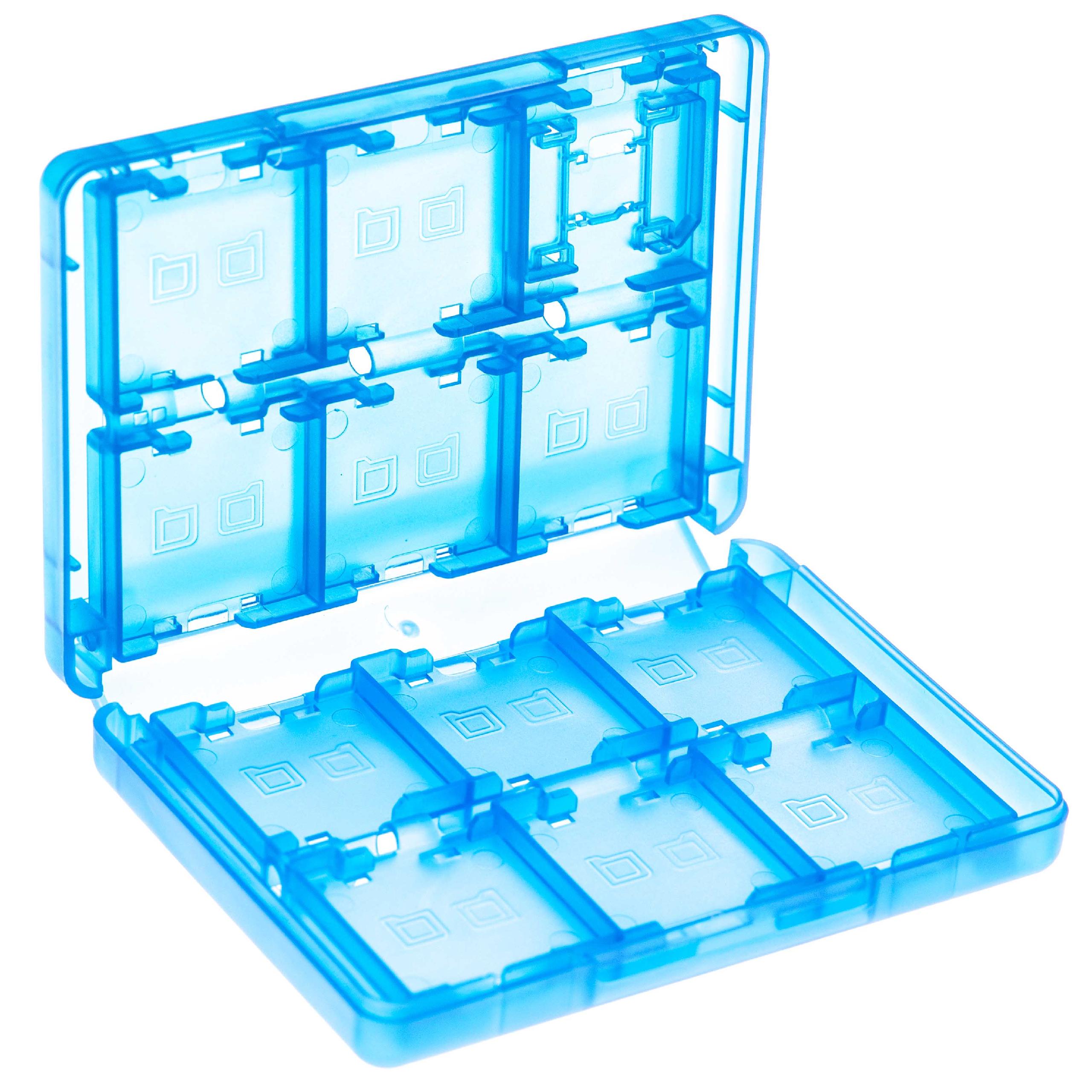 Estuche para juegos de consola y tarjetas de memoria para Nintendo 3DS etc. - plástico, transparente / azul