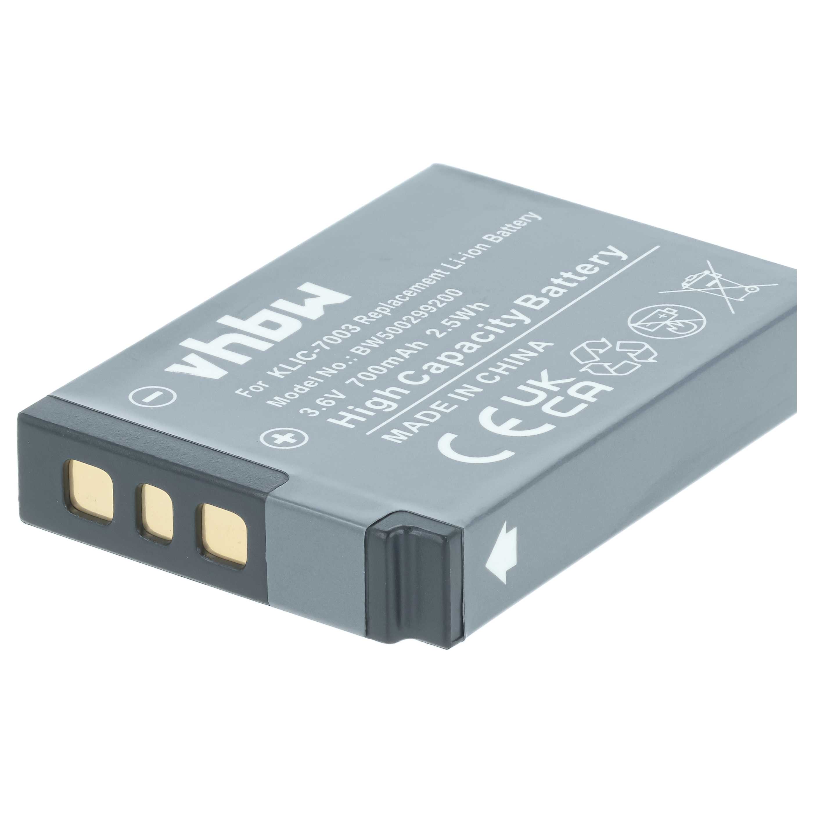 3x Batteria sostituisce Kodak Klic-7003 per fotocamera - 700mAh 3,6V Li-Ion