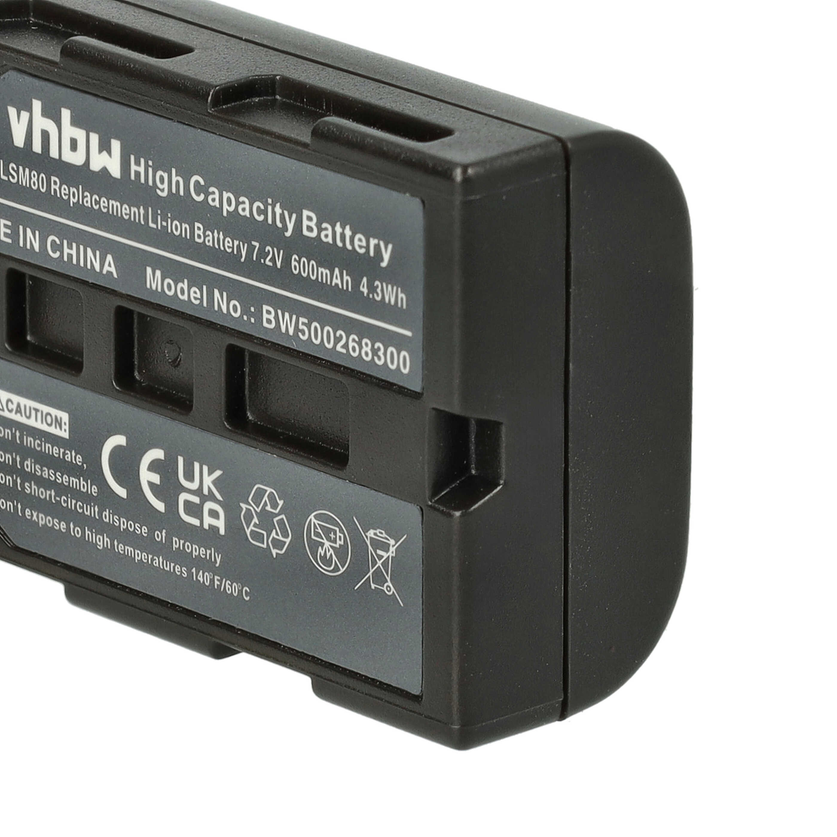 Videocamera 3x Battery replaces Samsung SB-LSM160, SB-LSM320, SB-LSM80 - 600 mAh 7.2 V Li-Ion