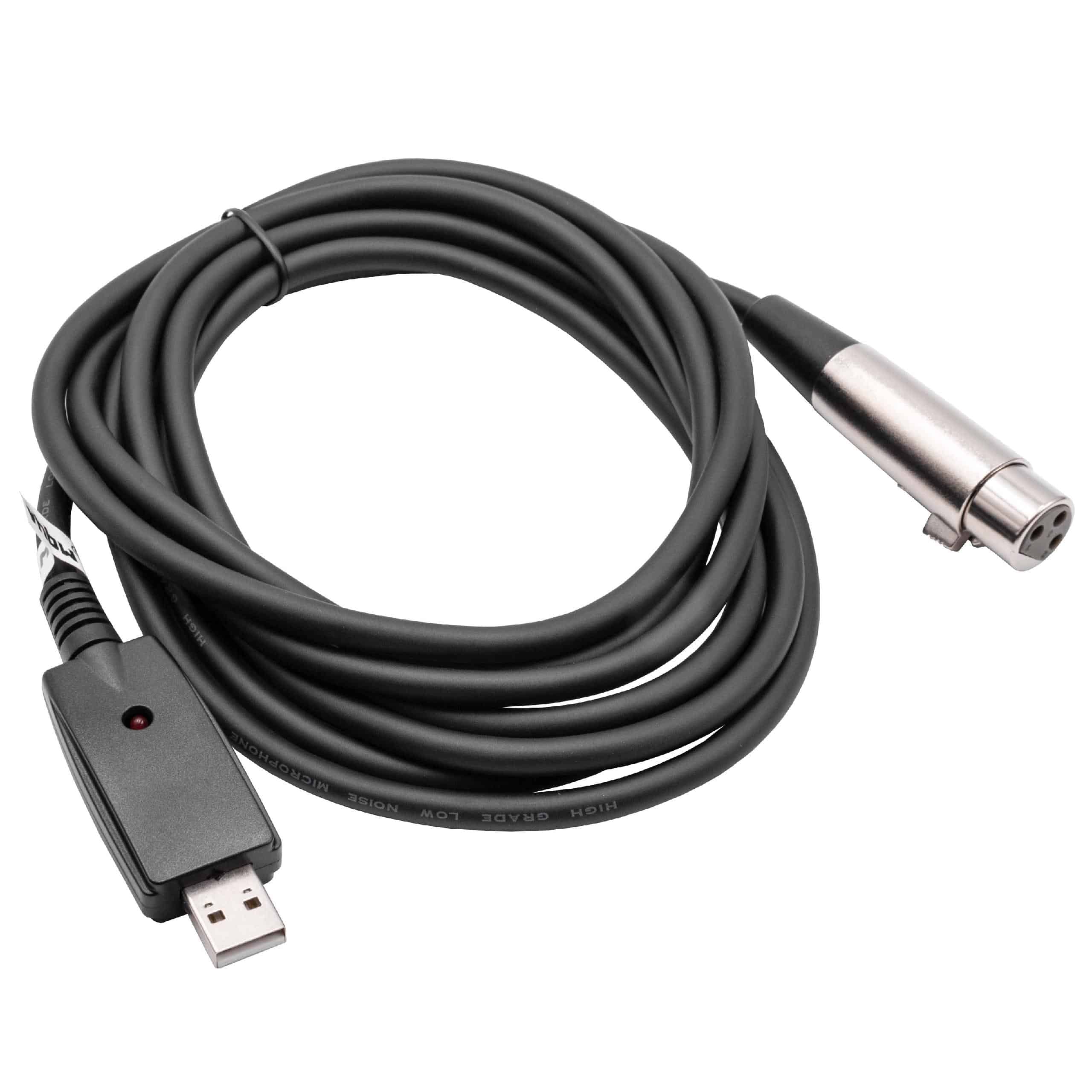 vhbw Cable adaptador USB 2.0 a clavija hembra XLR 3 pines - 2,8 m Cable de audio, cable de micrófono, cable US