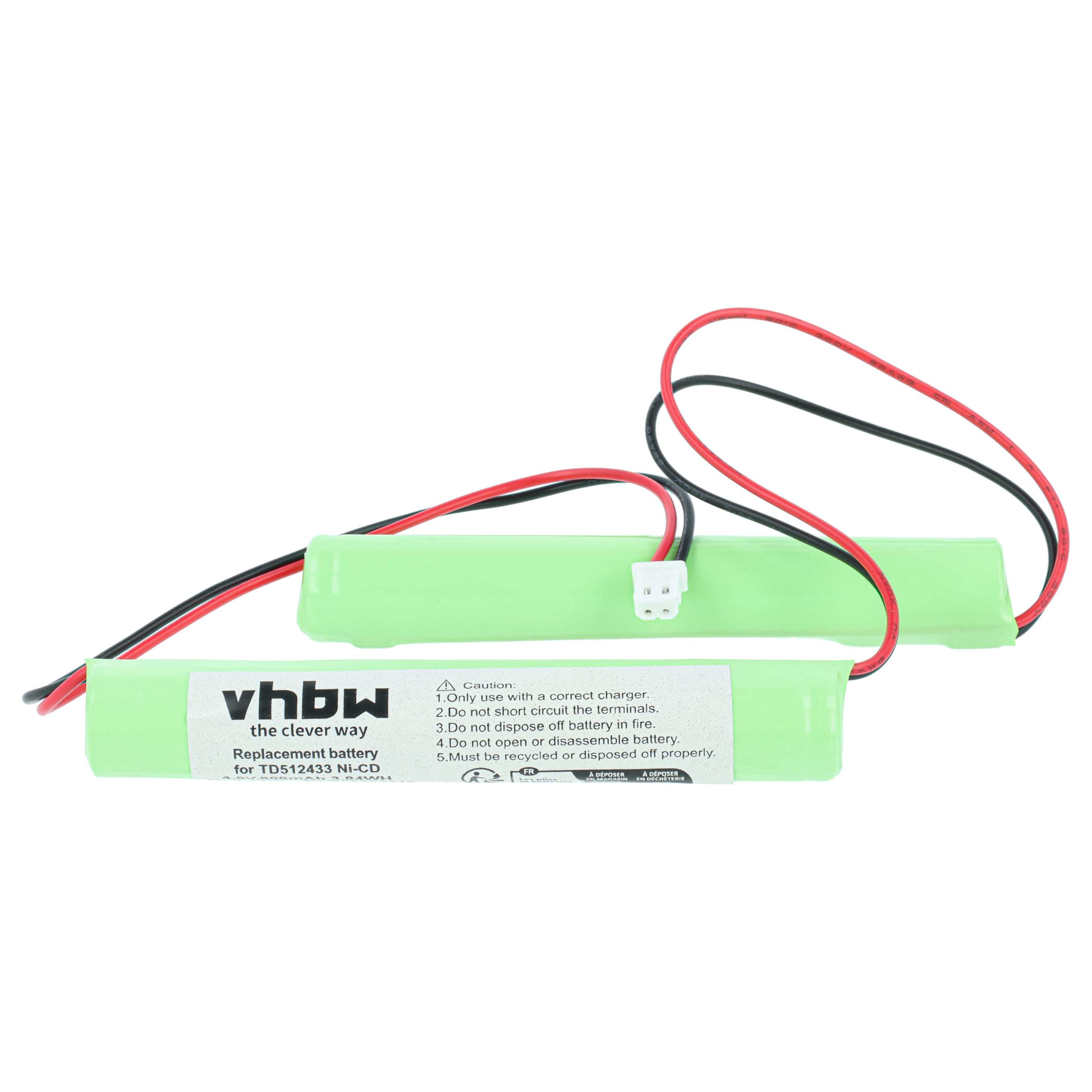 Fluchtweg-Akku (5 Stück) als Ersatz für BAES TD512433 für BAES - 800mAh 4,8V NiCd