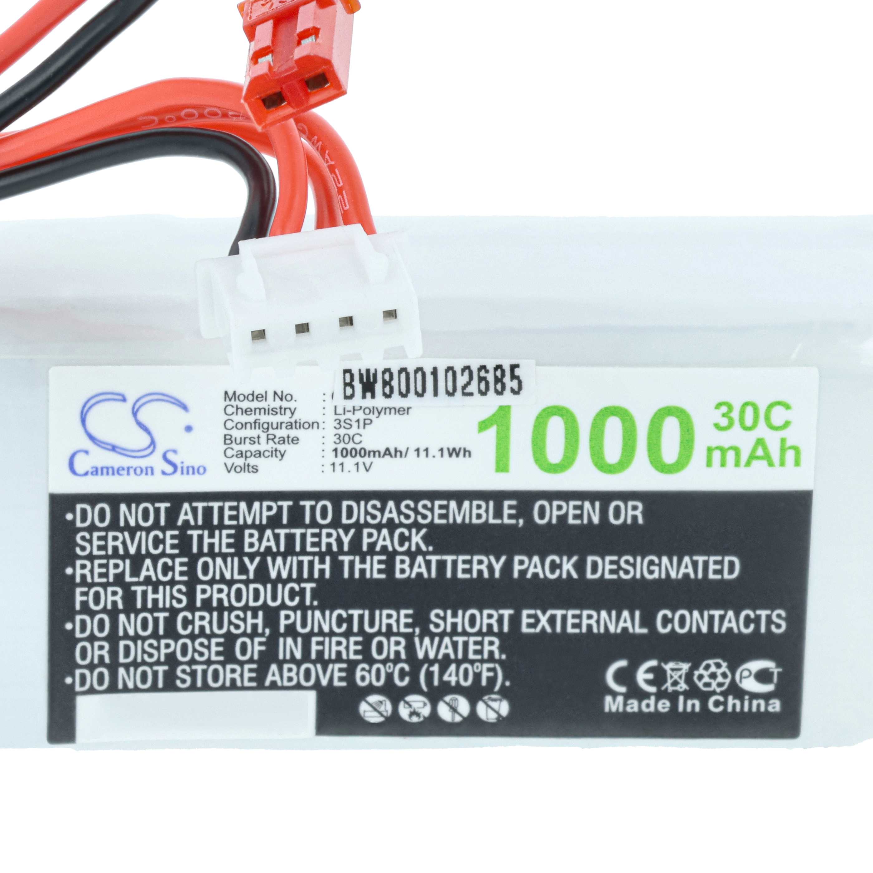 Batterie modèle radio-télécommandé - 1000mAh 11,1V Li-polymère, JST-SYP-2P