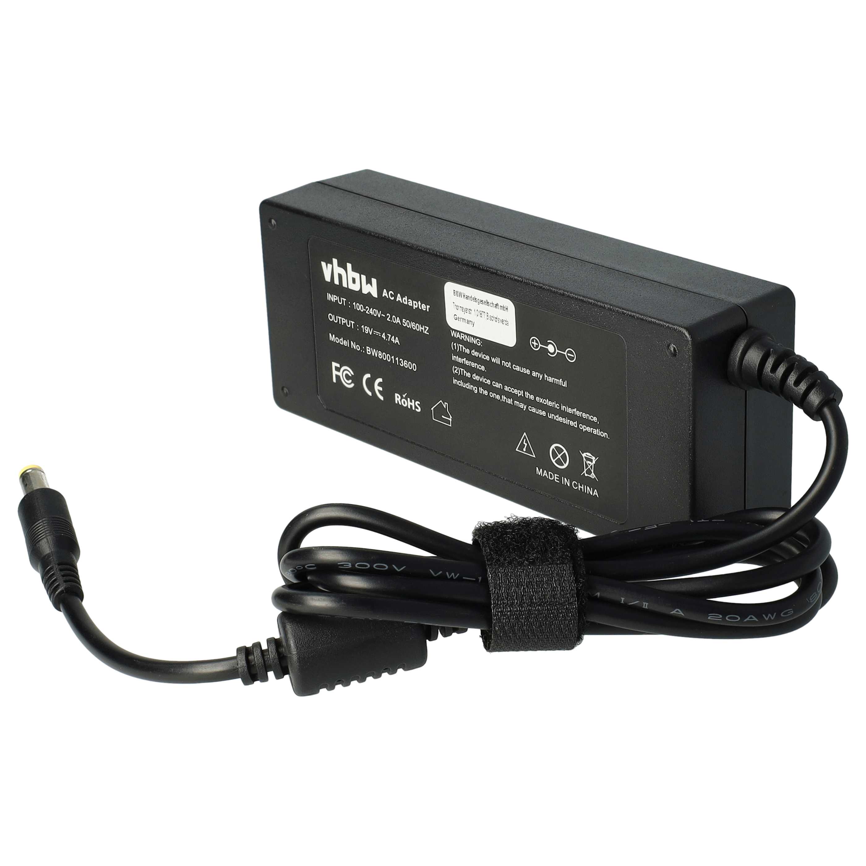 Mains Power Adapter replaces Acer 91.41Q28.002, 91.46W28.002, 91.42S28.002 for ToshibaNotebook etc., 90 W
