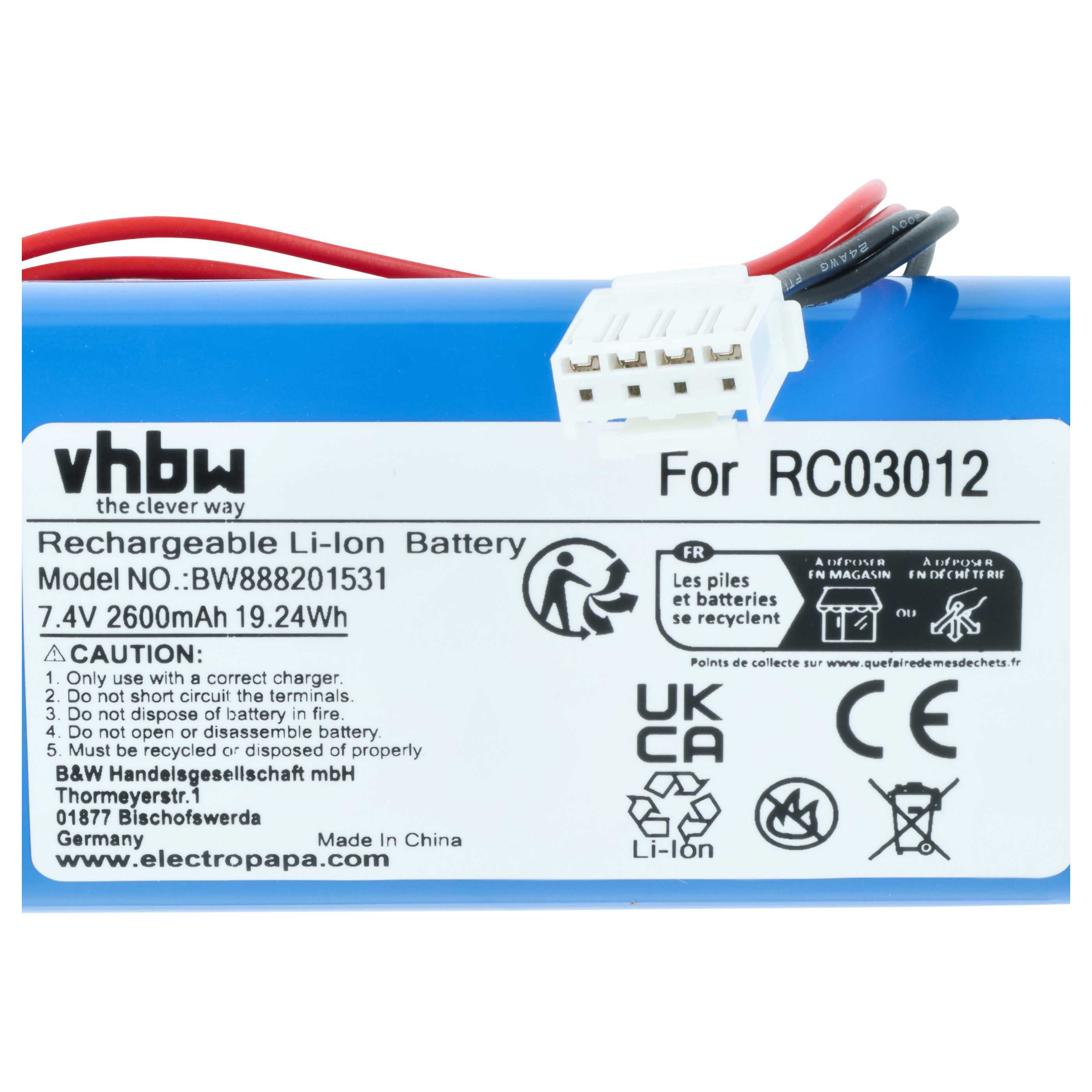 Batterie remplace DJI LGABB4186, RC03012, TI100782 pour drone DJI- 2600mAh 7,4V Li-ion
