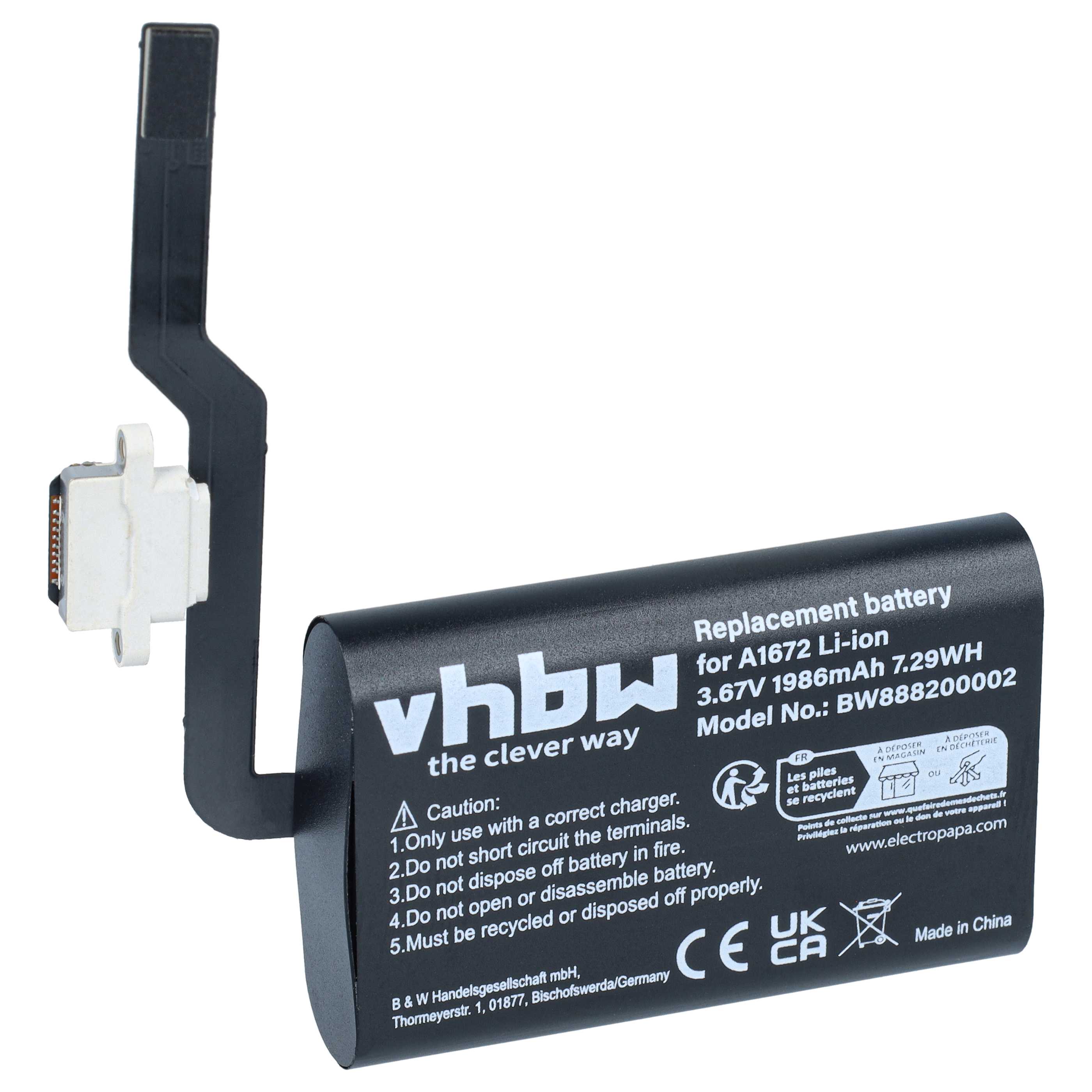 Batteria per mouse sostituisce Apple 020-00633, 020-00634 - 1986mAh 3,67V Li-Ion