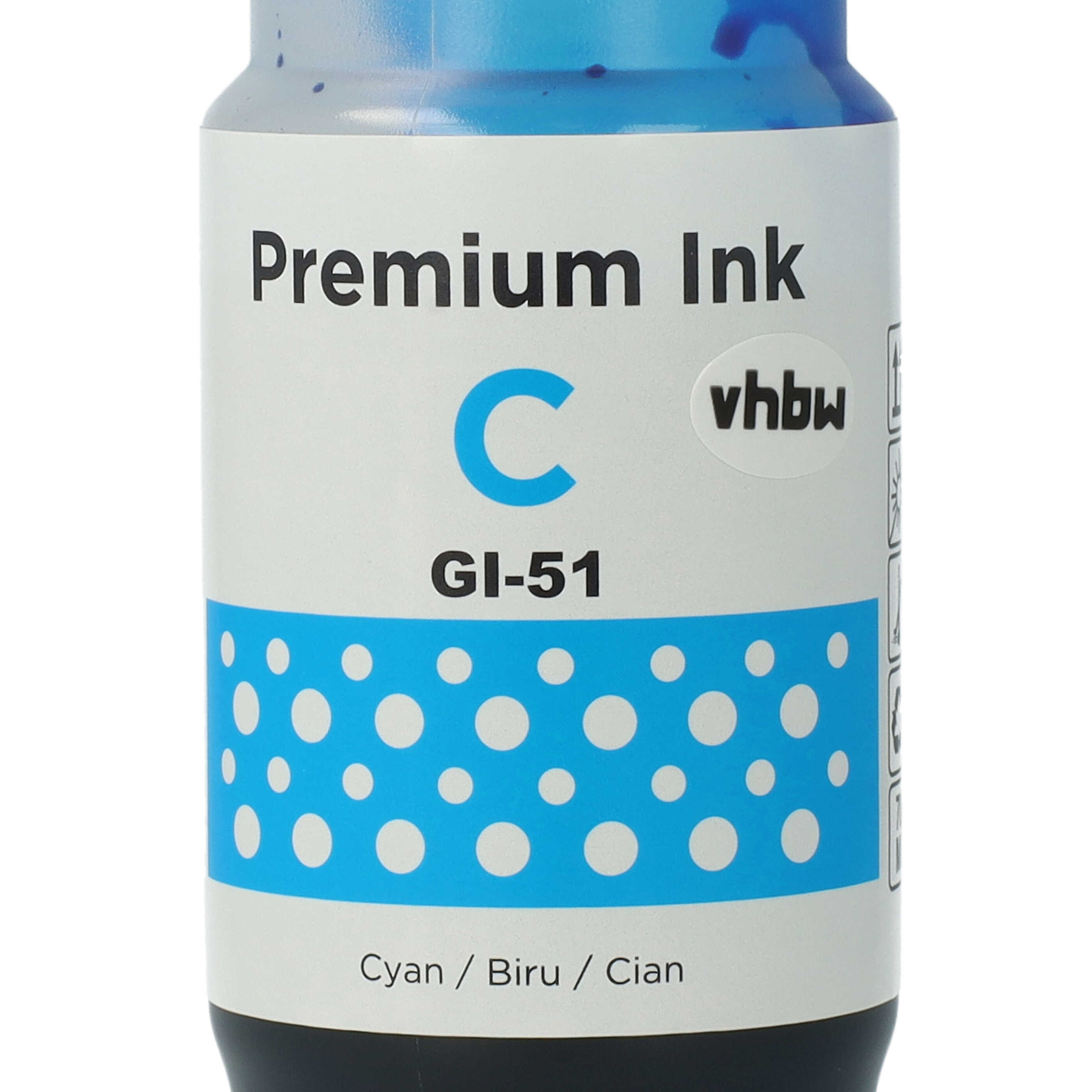 Refill Ink Cyan replaces Canon 4543C001, GI-11, GI-21, GI-41C, GI-41, GI-51 for Canon Dye Printer, 70 ml