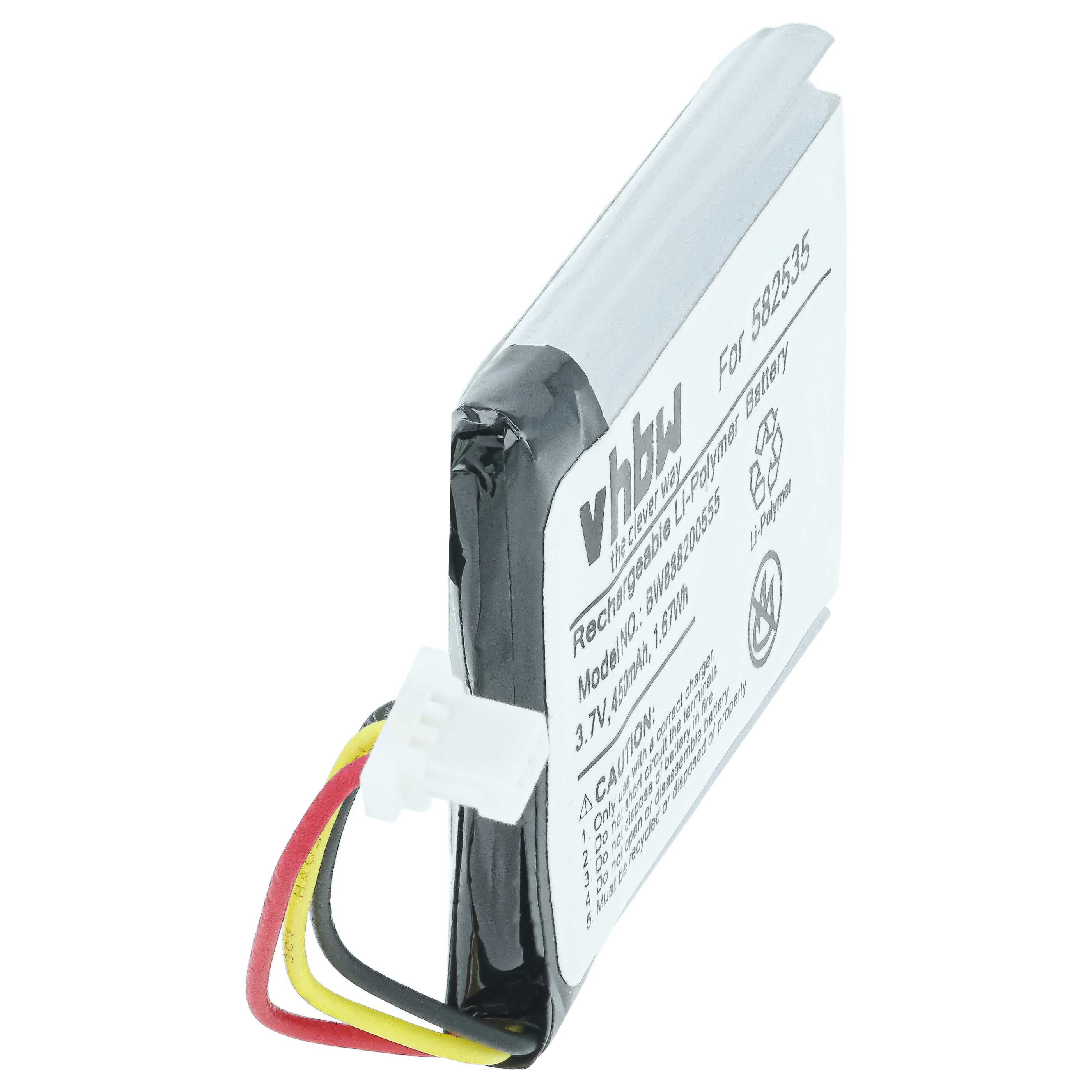 Videocamera Battery replaces Mio 582535, 1ICP6/26/36 - 450 mAh 3.7 V Li-polymer