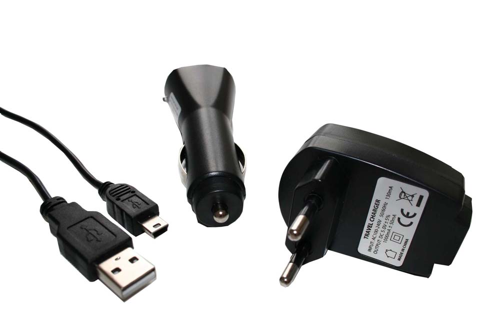 Charger Set suitable for DVB-T Tuner Belkin Sat-Nav etc. - In-Car/Mains Charger Adapter, 2-in-1 USB-Cable