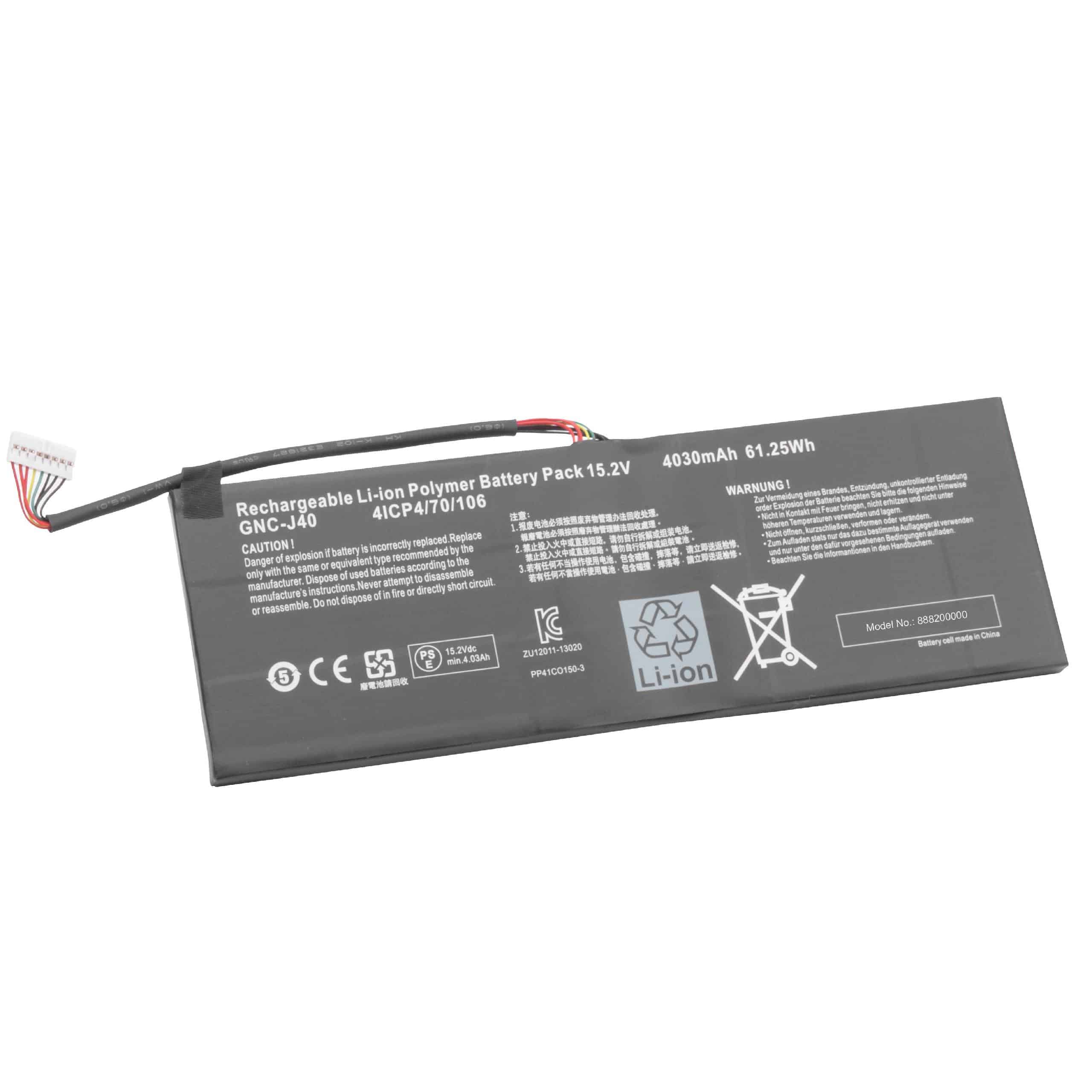 Notebook Battery Replacement for Gigabyte 961TA013F - 4030mAh 15.2V Li-Ion