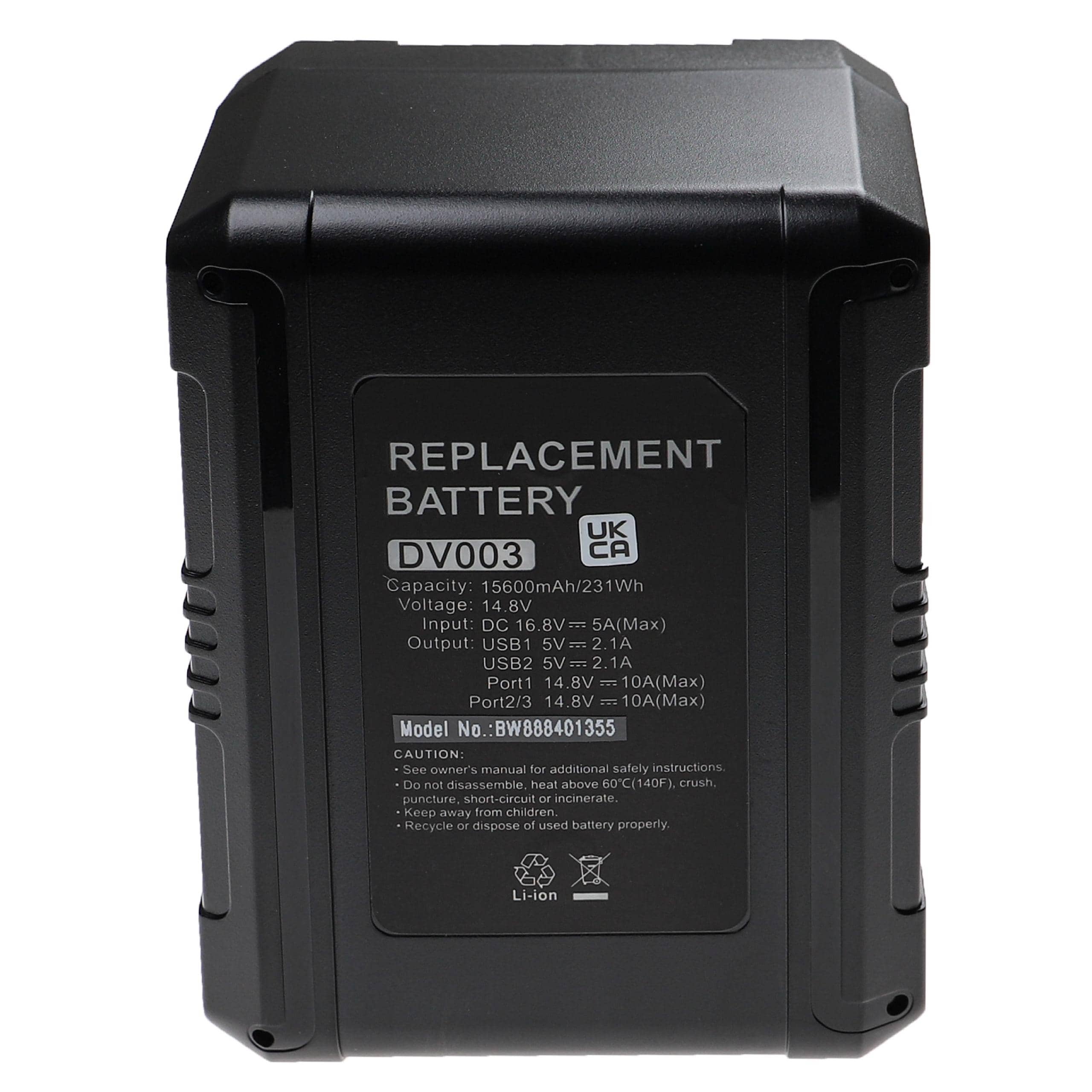 Batterie remplace Sony BP-150w, BP-150WS, BP-190S, BP-190WS, BP-230W pour caméscope - 15600mAh 14,8V Li-ion