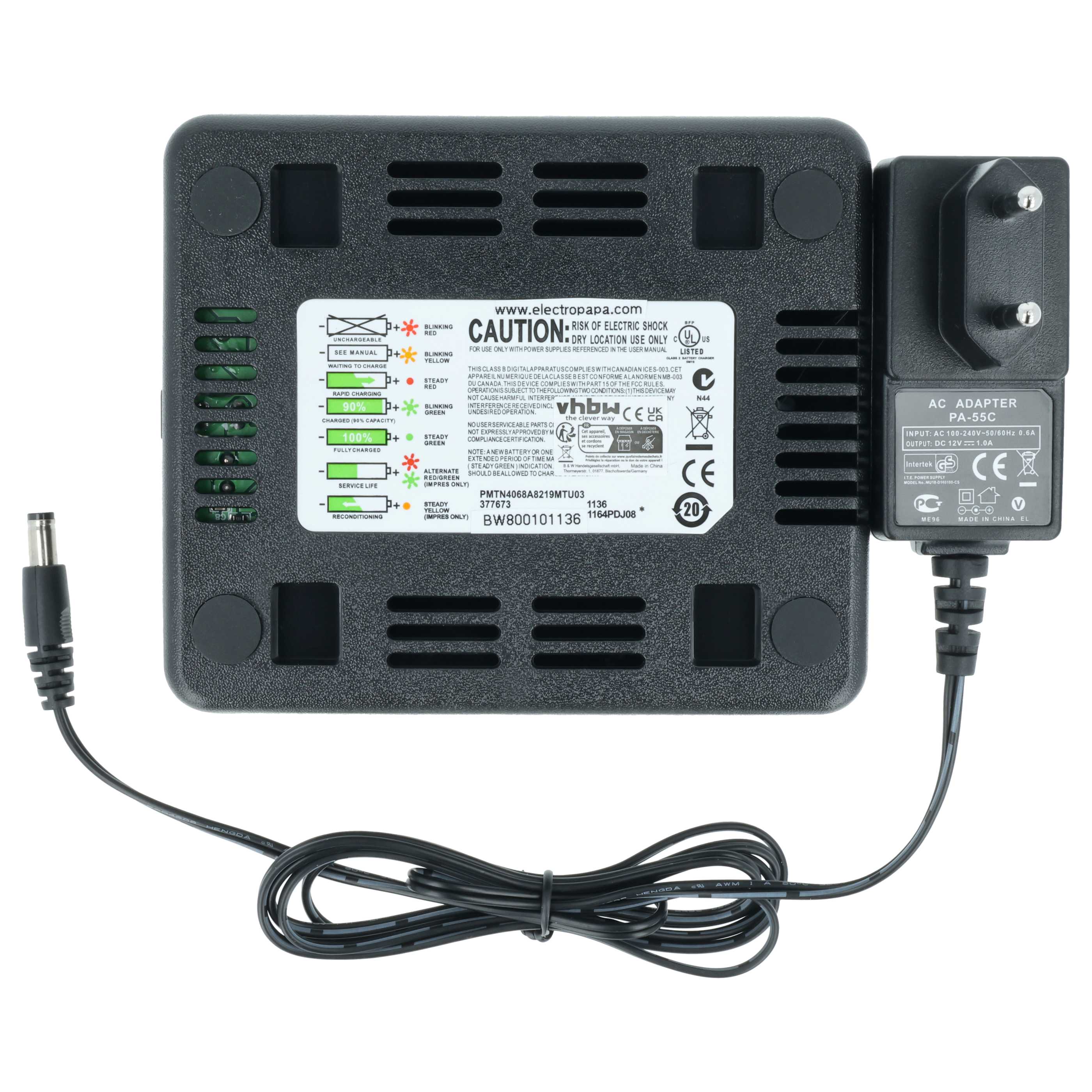 Charger + Mains Adapter Suitable for HNN 8148A Walkie Talkie Battery, 12V, 0.2A