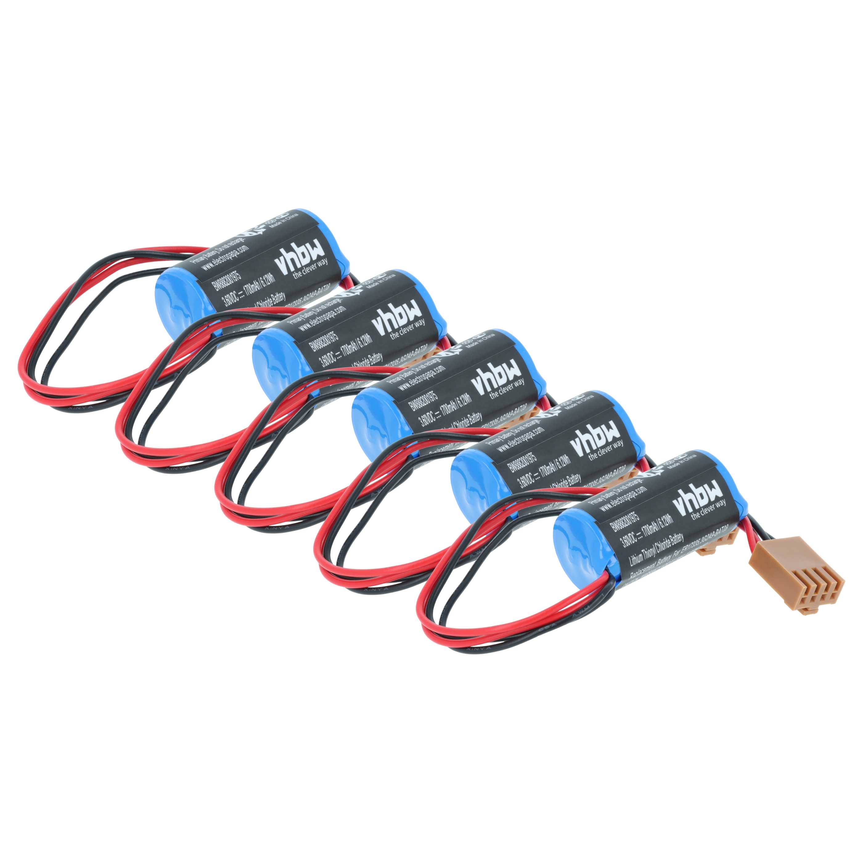 5x Bateria do PLC programowalnego sterownika zamiennik Omron C500-BAT08, 3G2A9-BAT08 - 1700 mAh 3,6 V Li-SOCl2