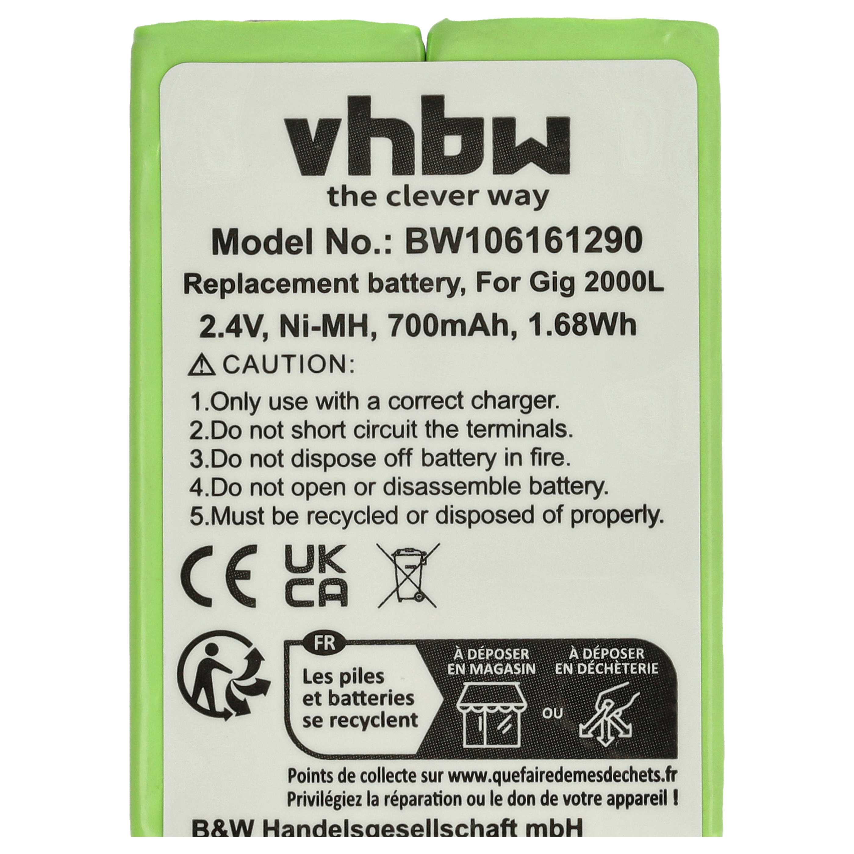 Batterie remplace 4506306, 4506.306, 8M2BZ, 7M2BZ pour téléphone Telekom / T-Sinus - 700mAh 2,4V NiMH