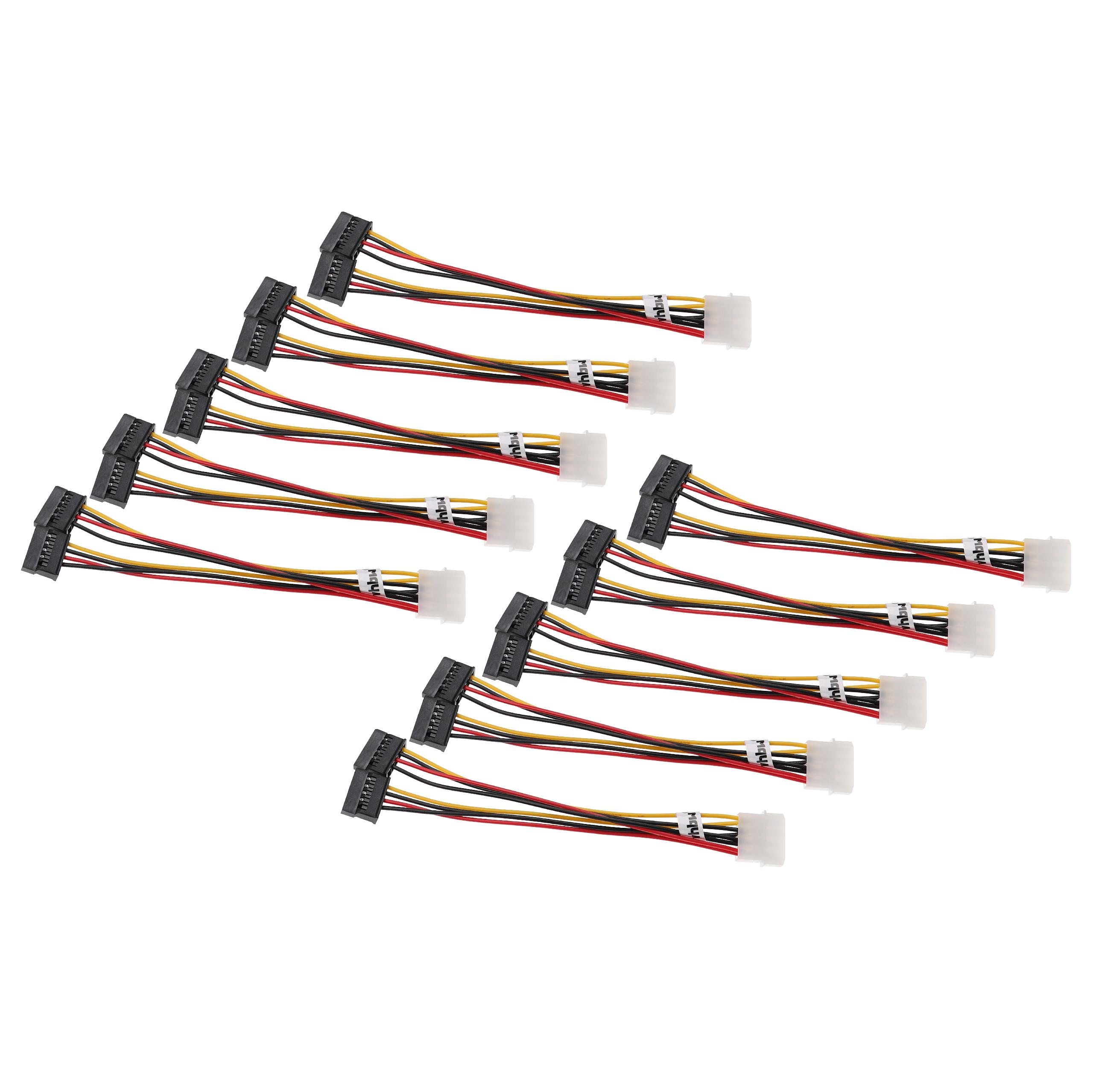 10x Power Cable to 2x SATA socket suitable for Hard Drives - Y Power Cable, 19.5 cm