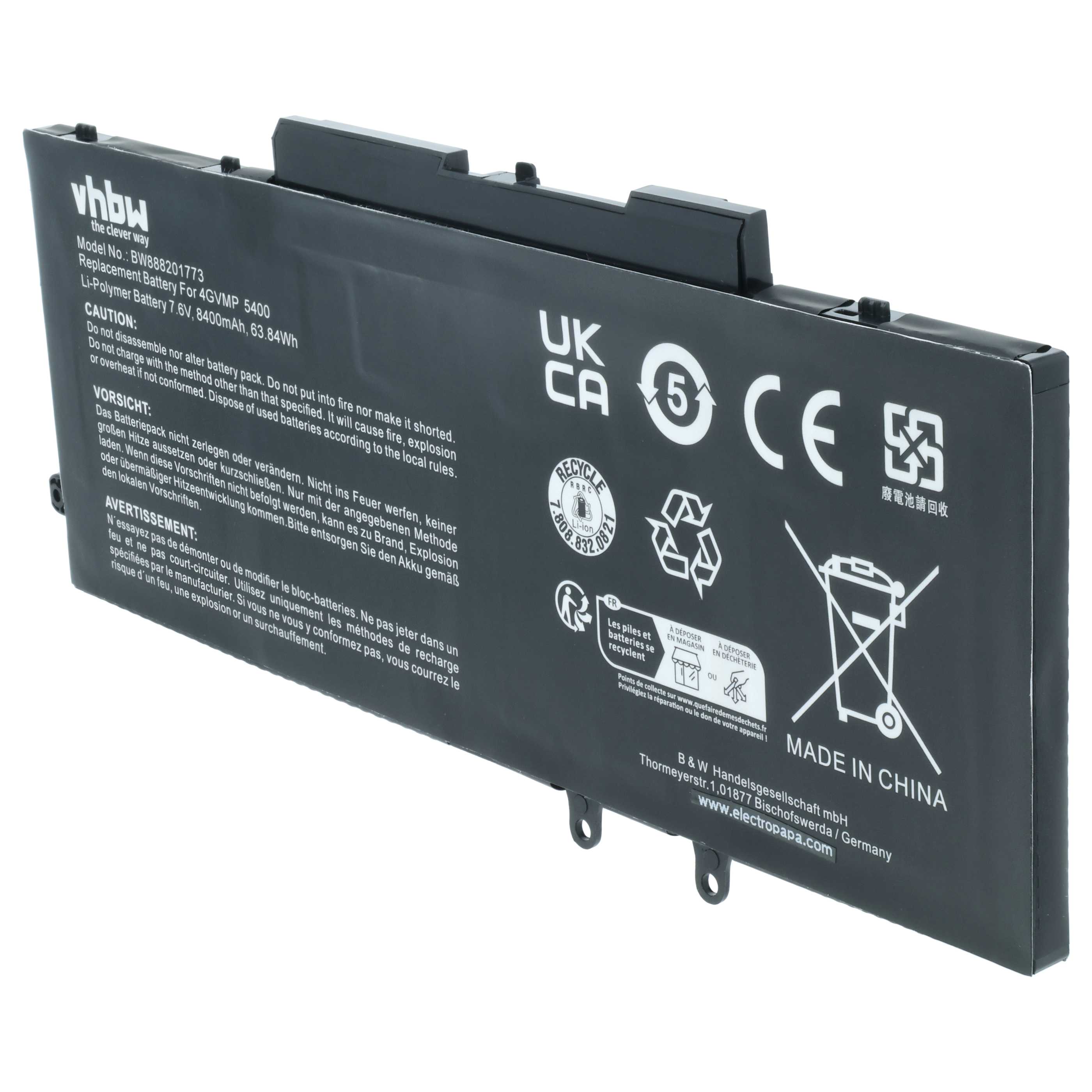 Akumulator do laptopa zamiennik Dell 09JRYT, 0C5GV2, 0X77XY, 4GVMP, X77XY - 8400 mAh 7,6 V Li-Ion, czarny