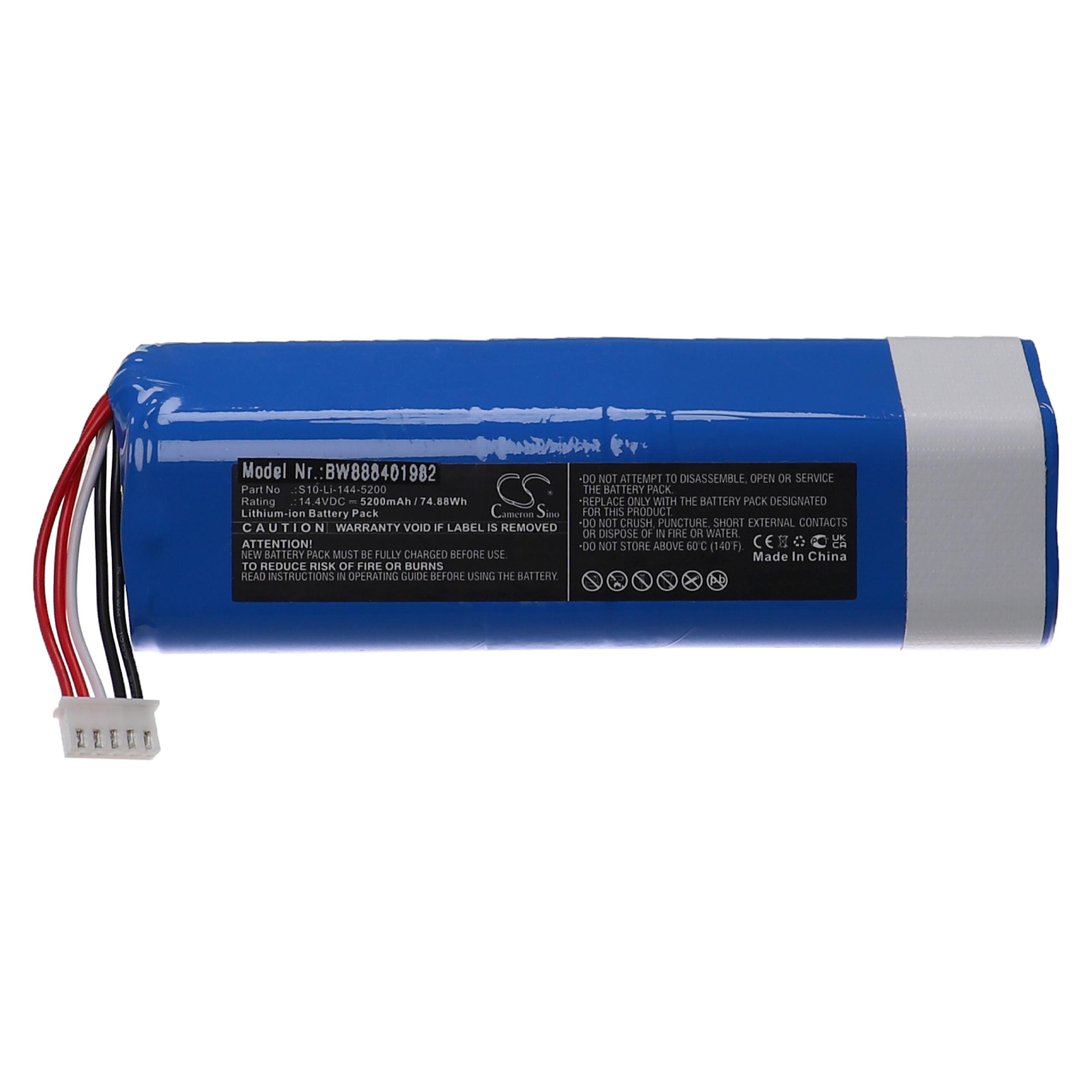 Batterie remplace Ecovacs 201-1913-4200, 201-1913-4201 pour robot aspirateur - 5200mAh 14,4V Li-ion, bleu