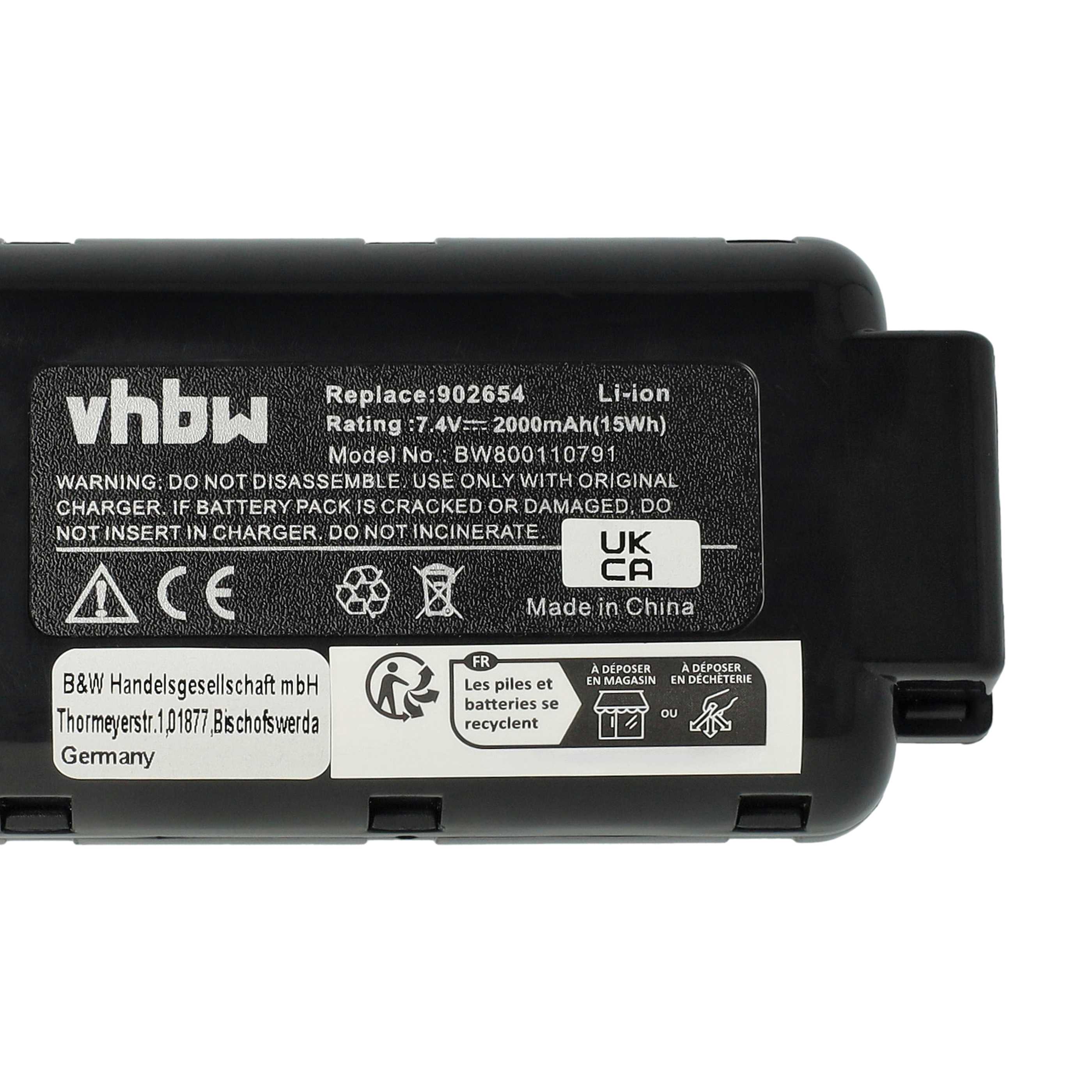 Batterie remplace Paslode 902400, 018880, 404400, 404717 pour outil électrique - 2000 mAh, 7,4 V, Li-ion