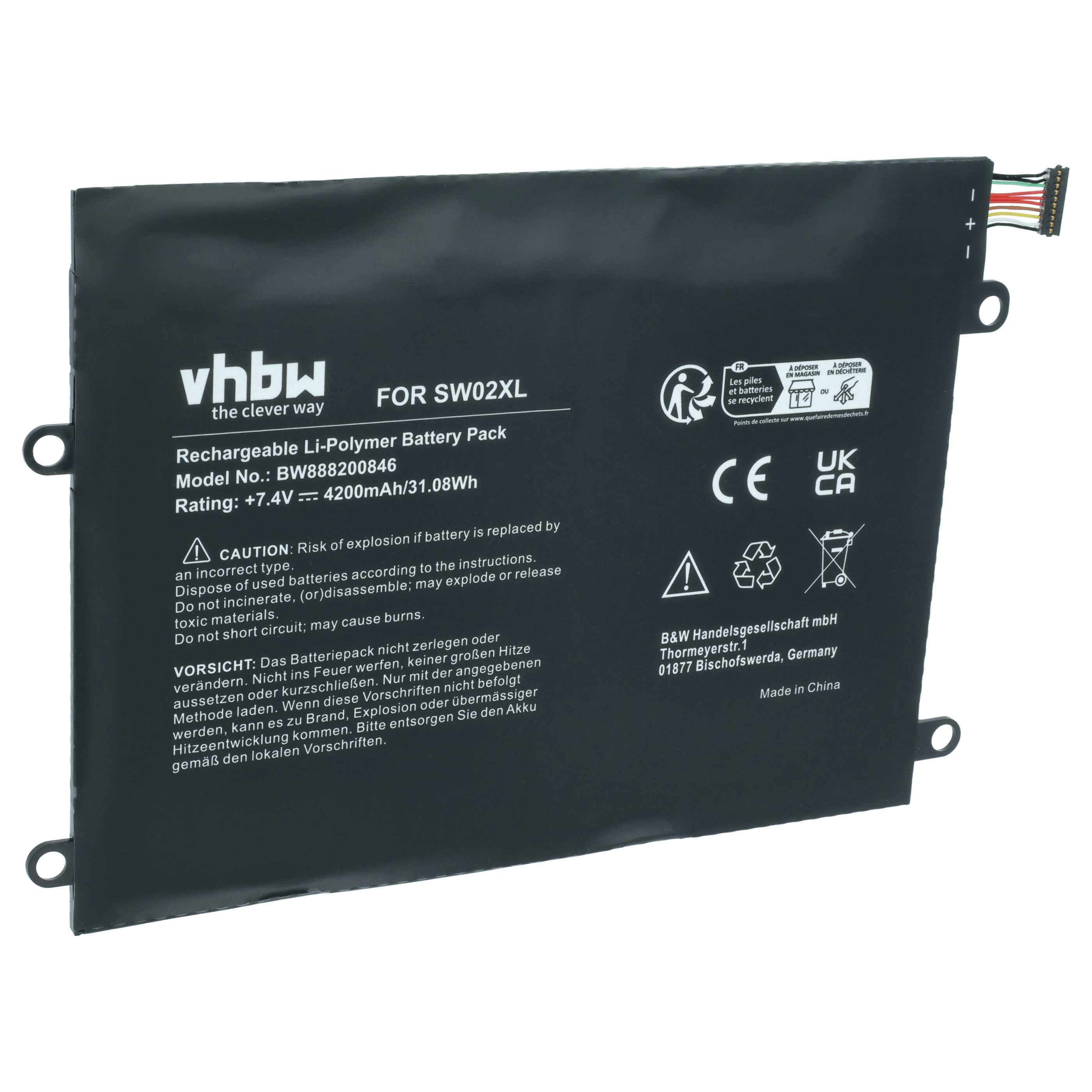 Akumulator do laptopa zamiennik HP 859517-855, 859470-1B1, SW02XL, HSTNN-IB7N - 4200 mAh 7,4 V LiPo, czarny