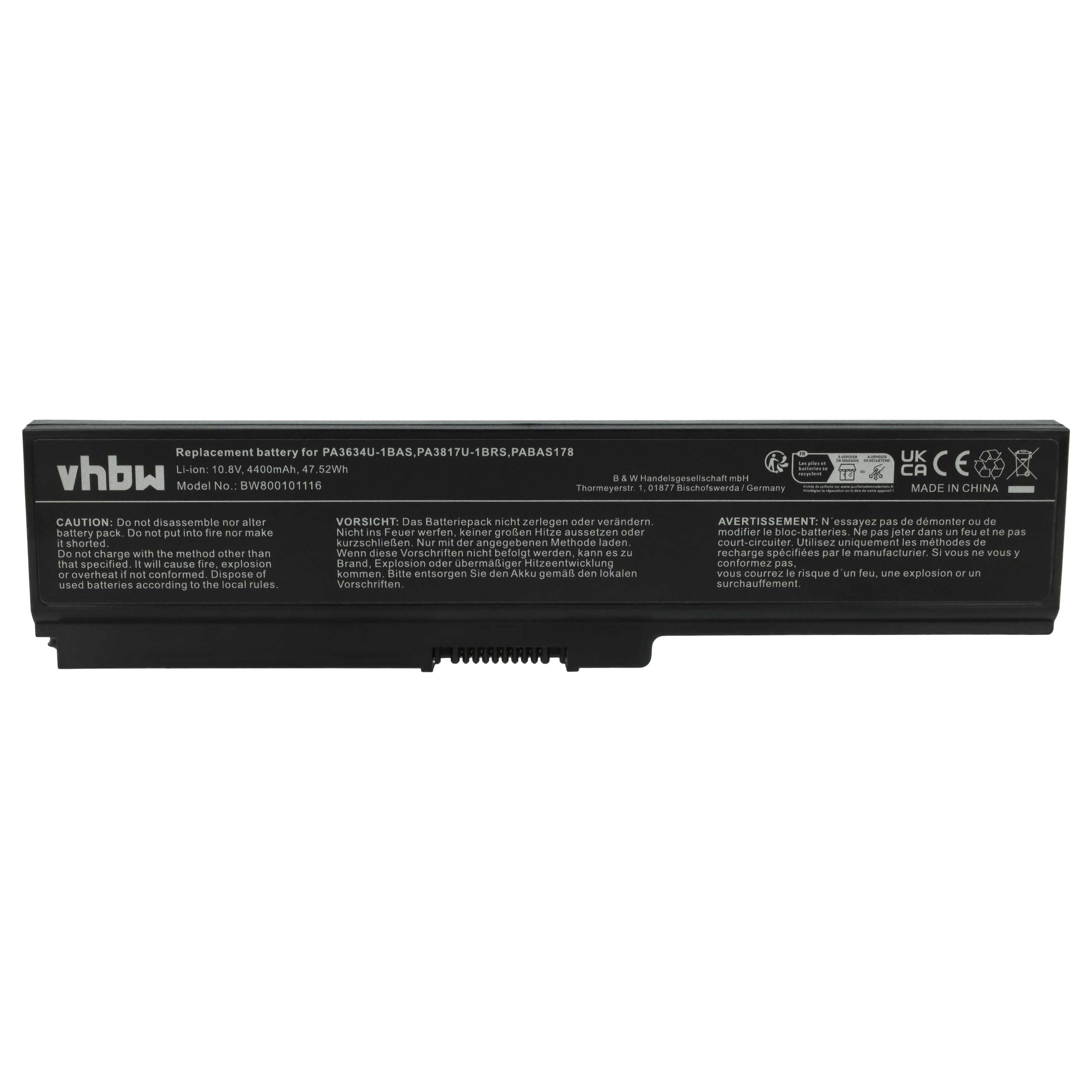 Akumulator do laptopa zamiennik Toshiba PA3635U-1BAM, PA3634U-1BAS - 4400 mAh 10,8 V Li-Ion, czarny