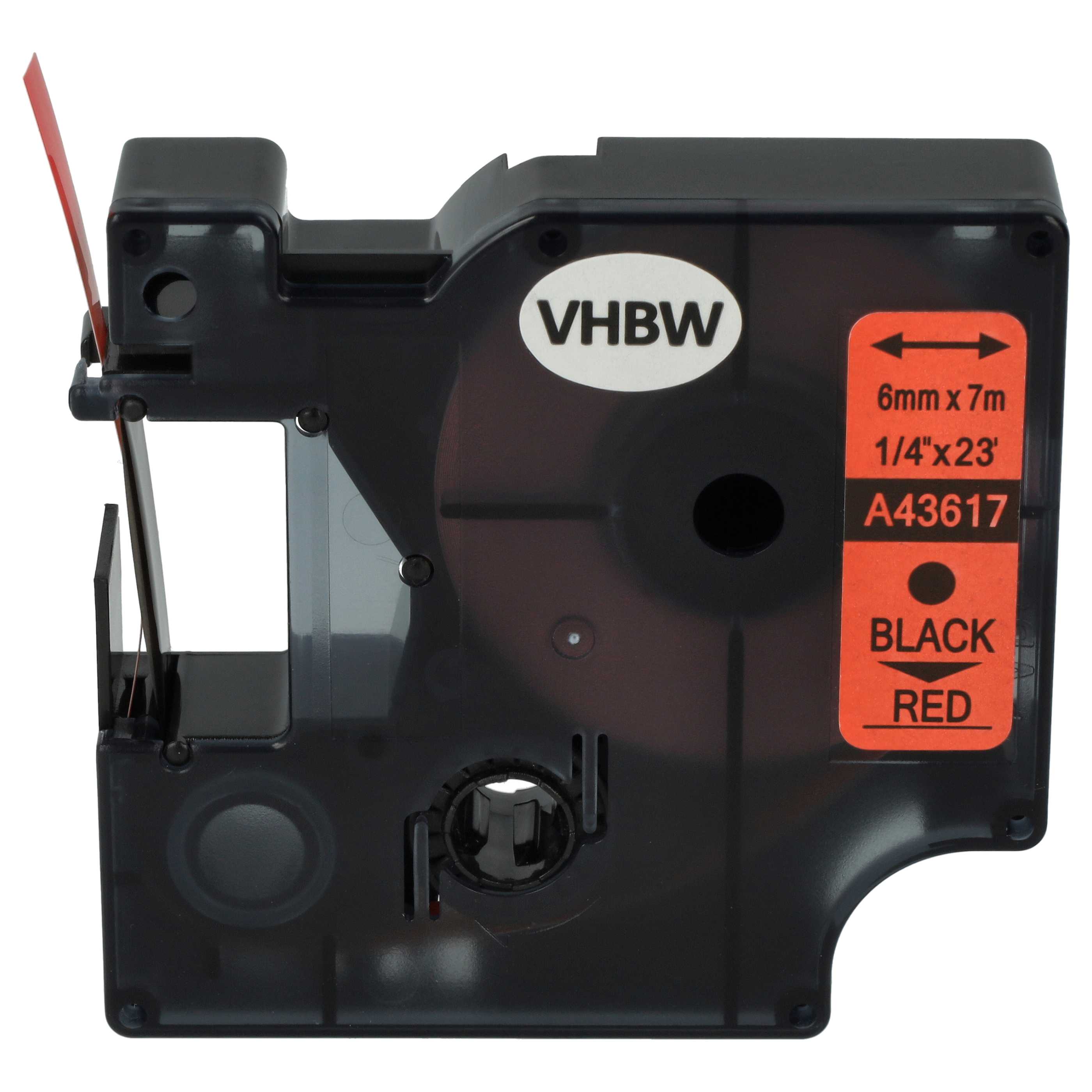 Label Tape replaces Dymo D1, 43617 - 6 mm Black to Red