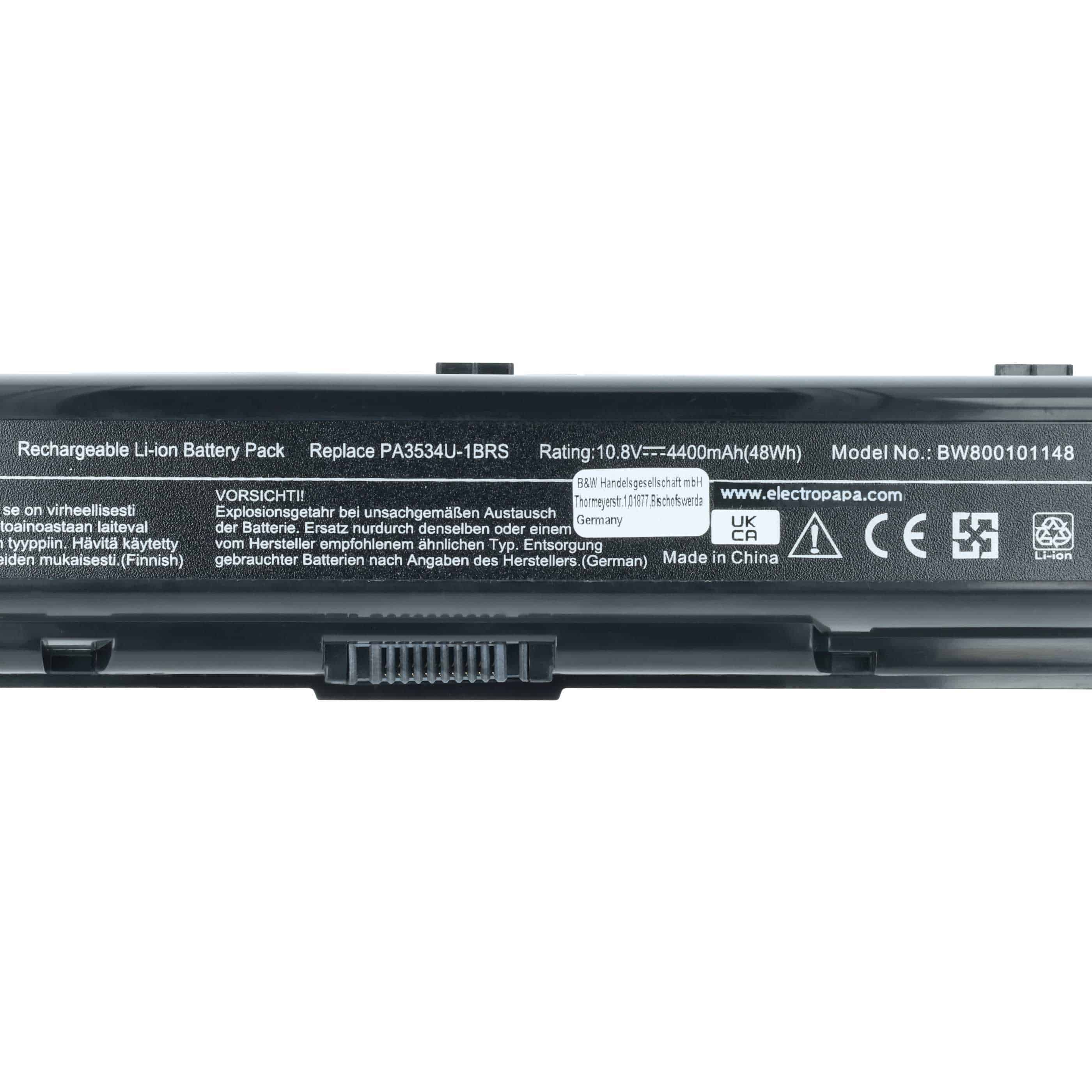 Akumulator do laptopa zamiennik Toshiba PA3533U-1BRS, PA3533U-1BAS - 4400 mAh 10,8 V Li-Ion, czarny