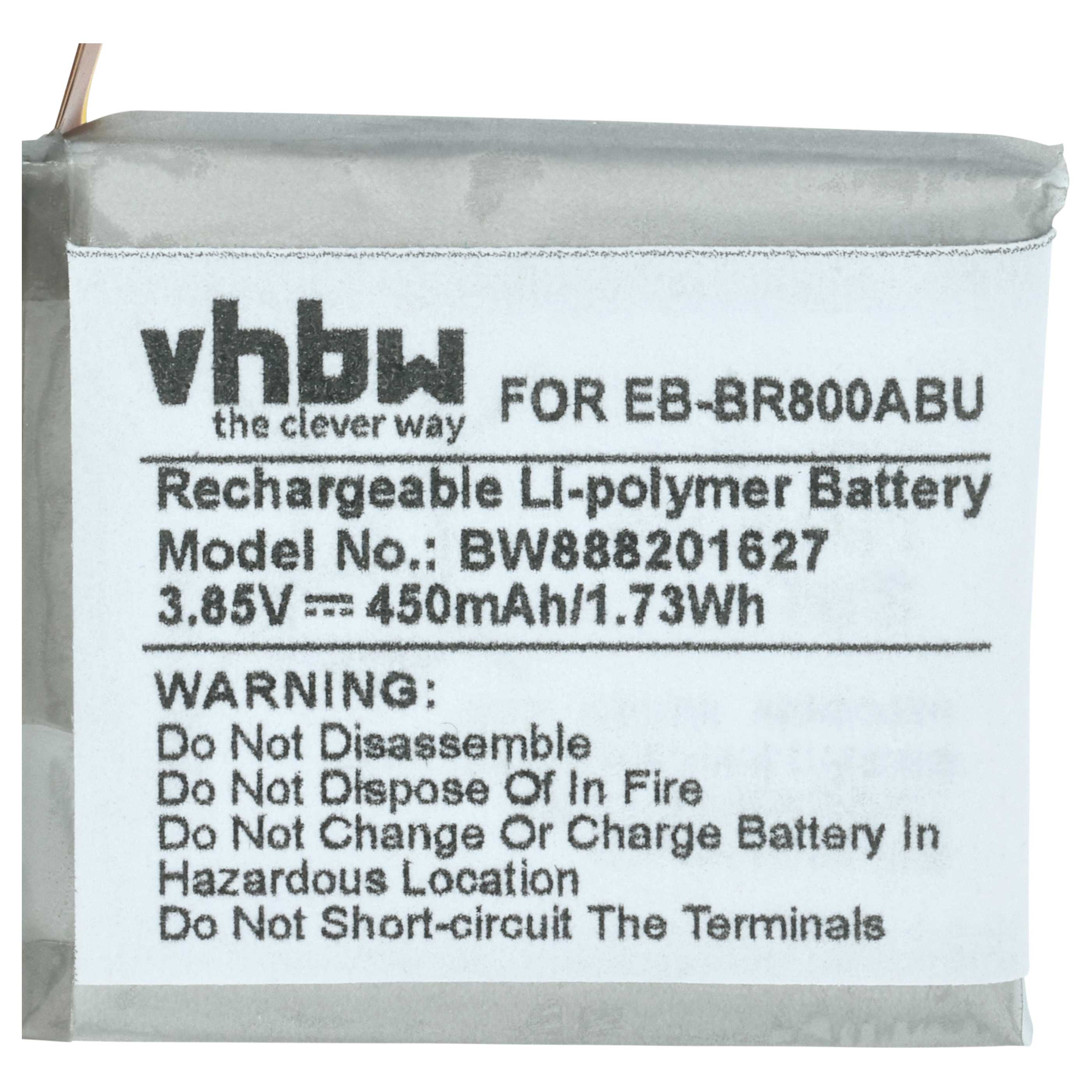 Smartwatch Battery replaces Samsung EB-BR800ABU, GH43-04855A - 450 mAh 3.85 V Li-polymer