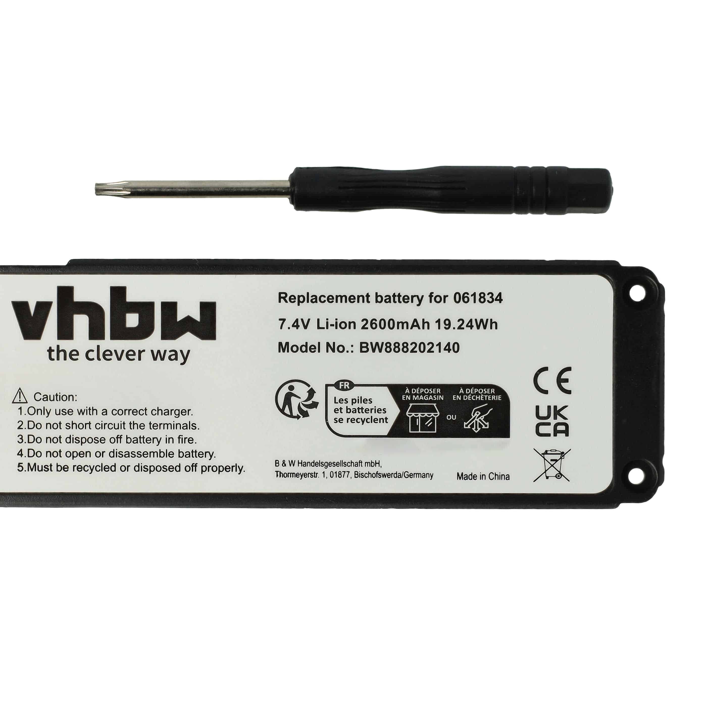  Battery replaces Bose 063404, 061386, 063287, 061385, 061834, 061384 for BoseLoudspeaker - Li-Ion 2600 mAh