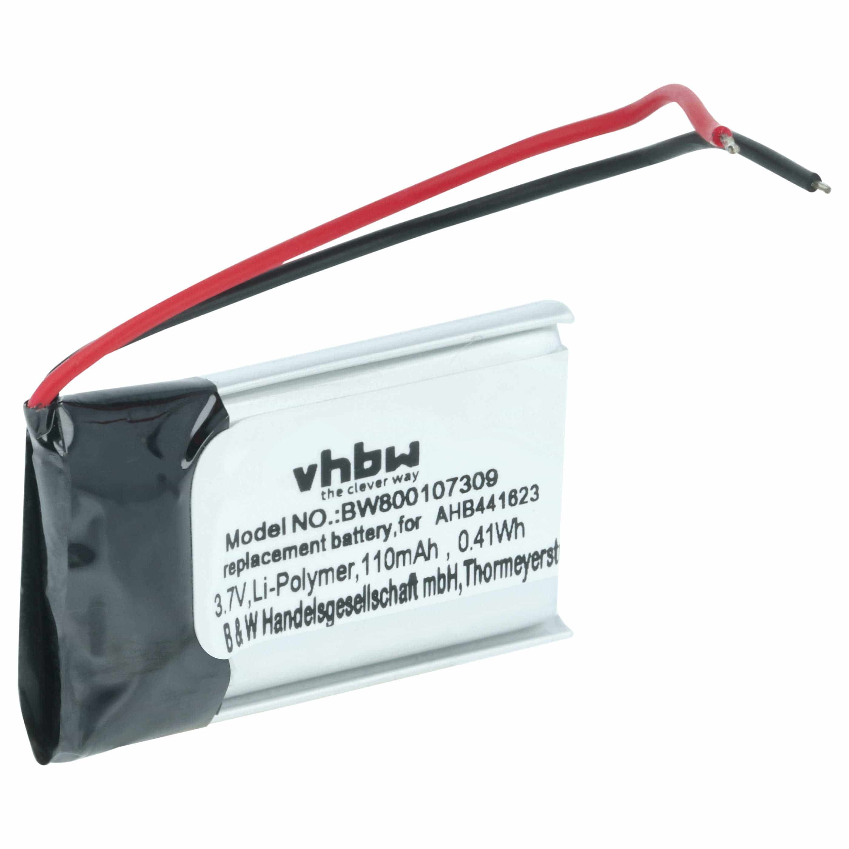 MP3-Player Battery replaces Sony 381424, AHB441623 - 110 mAh 3.7 V Li-polymer