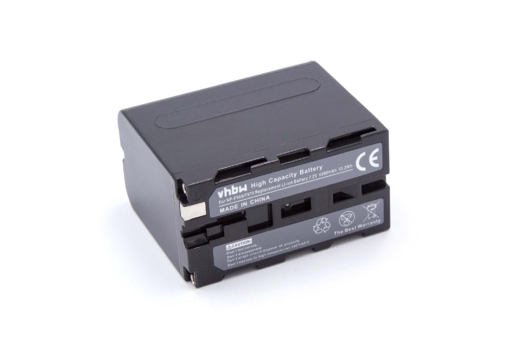 Batterie remplace Sony NP-F930, NP-F960, NP-F950, NP-F950/B, NP-F930/B pour caméscope - 6000mAh 7,2V Li-ion
