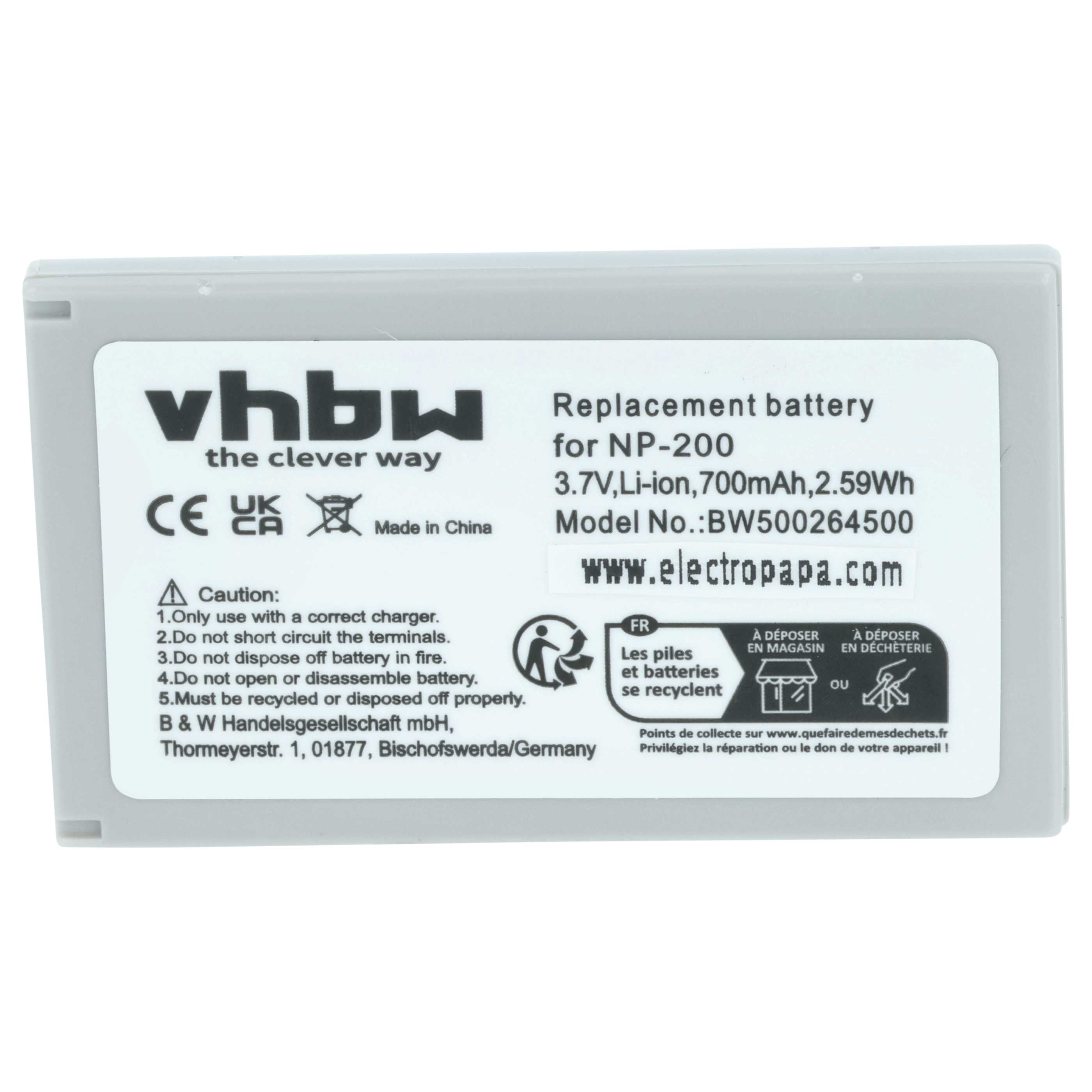 Videocamera 2x Battery replaces Minolta NP-200 - 700 mAh 3.7 V Li-Ion
