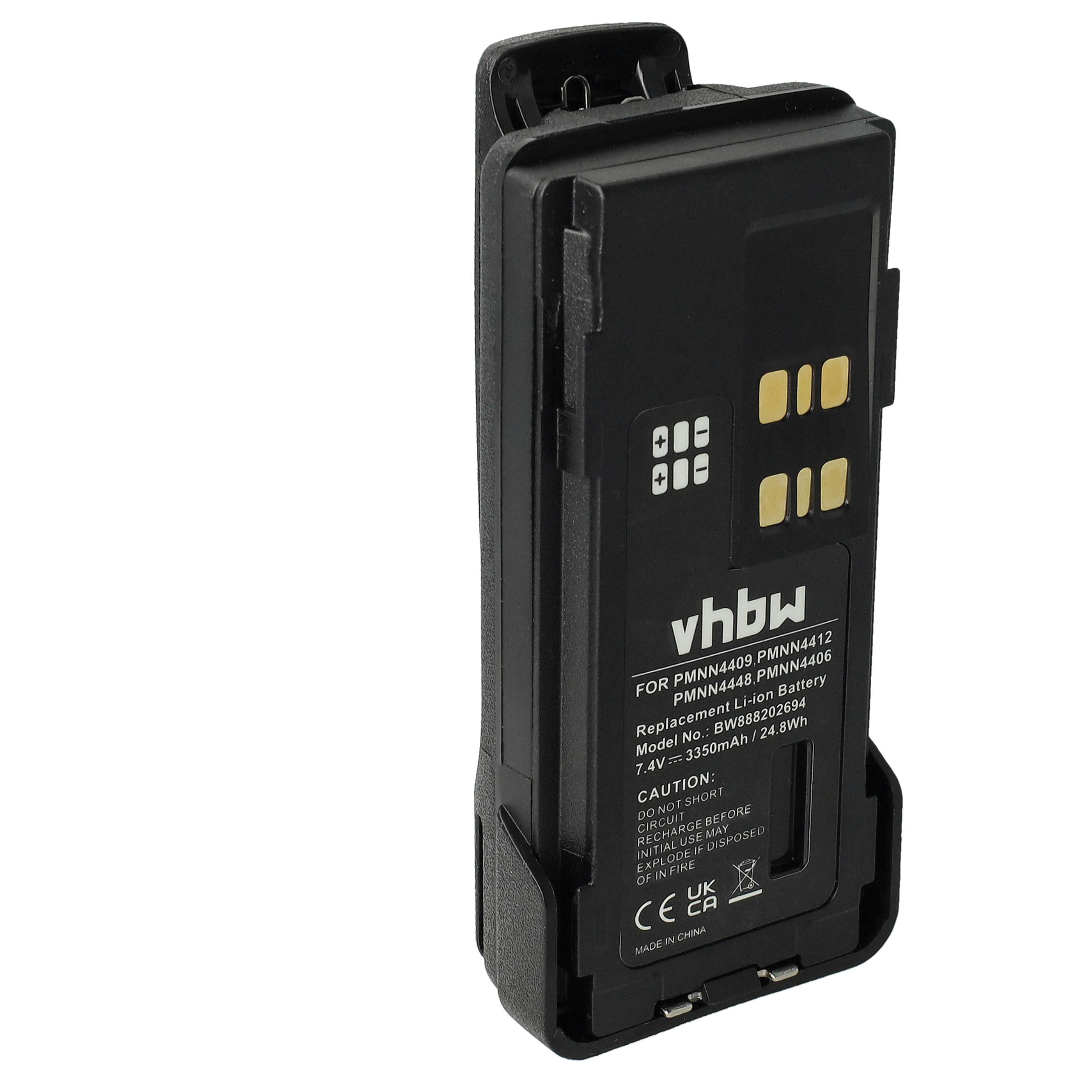Batería reemplaza Motorola PMNN4406 para radio, walkie-talkie Motorola - 3350 mAh 7,4 V Li-Ion con clip