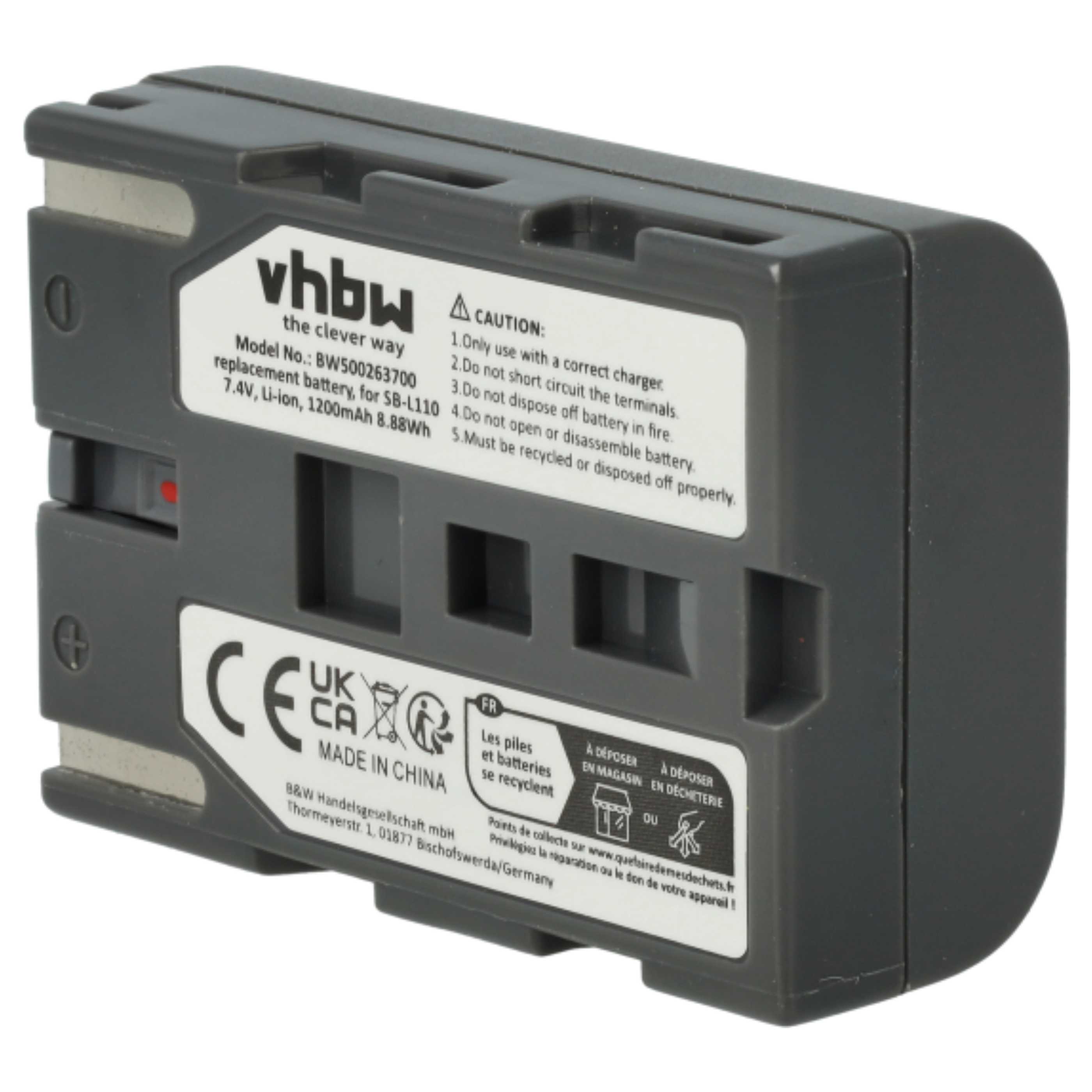 Videocamera 3x Battery replaces Samsung SB-L110, SB-L70R, SB-L70, SB-L70A, BB13-SS014 - 1200 mAh 7.4 V Li-Ion