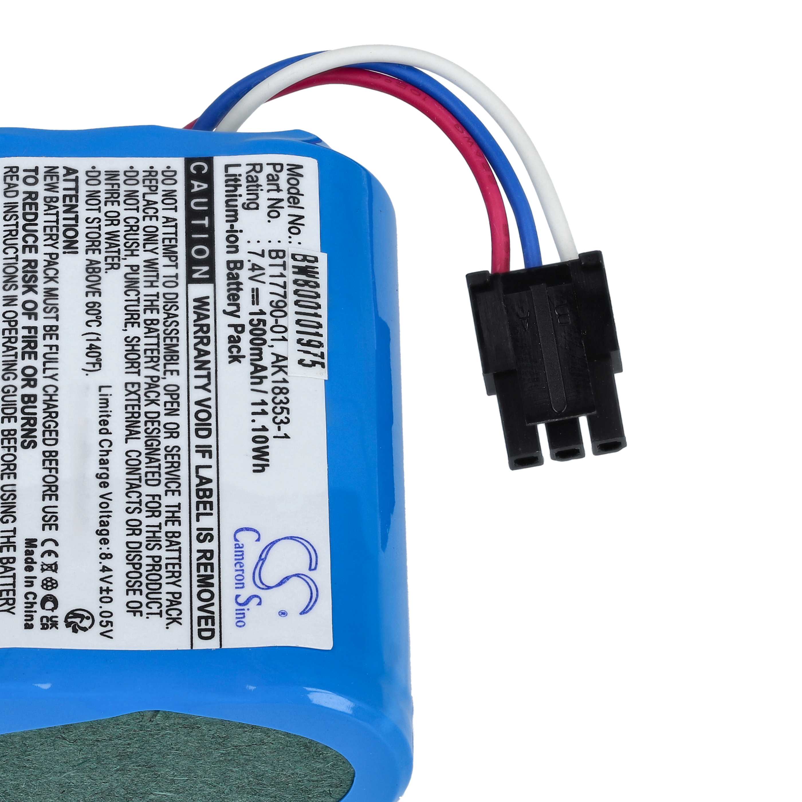 Printer 5x Battery replaces Zebra BT17790-1, BT17790-2, M3I-0UB00000-03, AK18353-1 - 1500 mAh 7.4 V Li-Ion