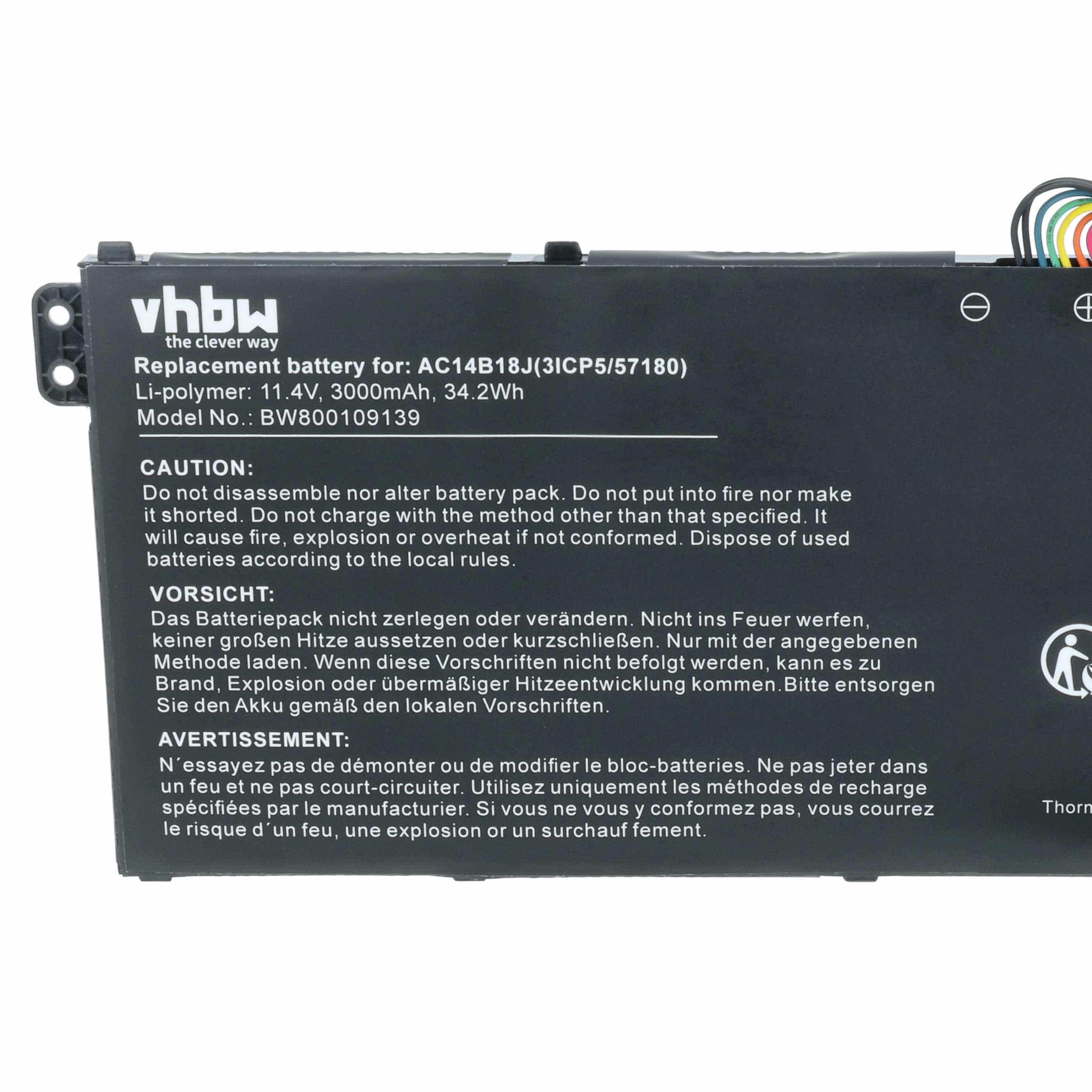 Akumulator do laptopa zamiennik Acer AC14B13J, 4ICP5/57/80, AC14B18J - 3000 mAh 11,4 V LiPo