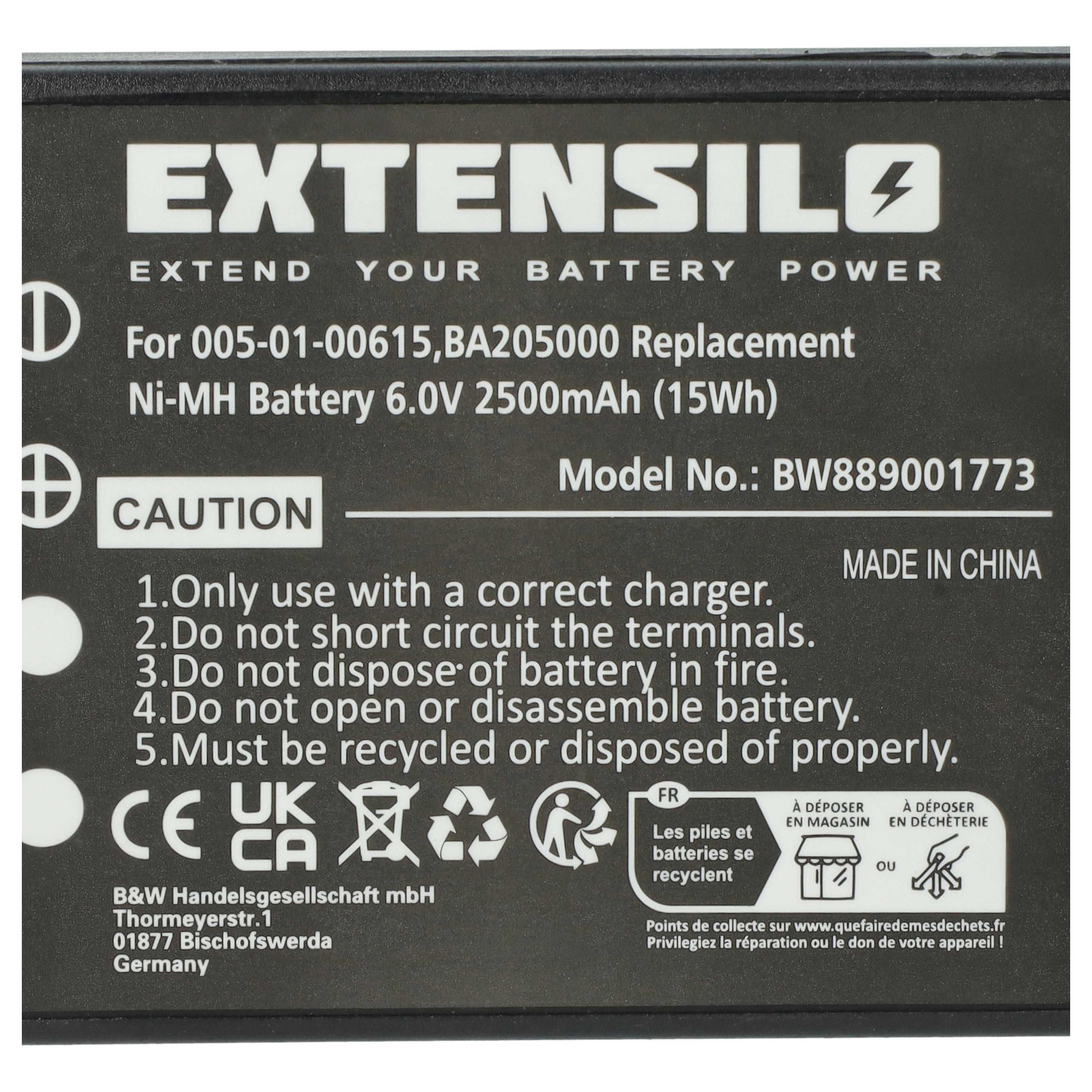Akku (10 Stück) als Ersatz für HBC 005-01-00615, BA205000, BA206000, BA205030 Steuerung - 2500mAh 6V NiMH