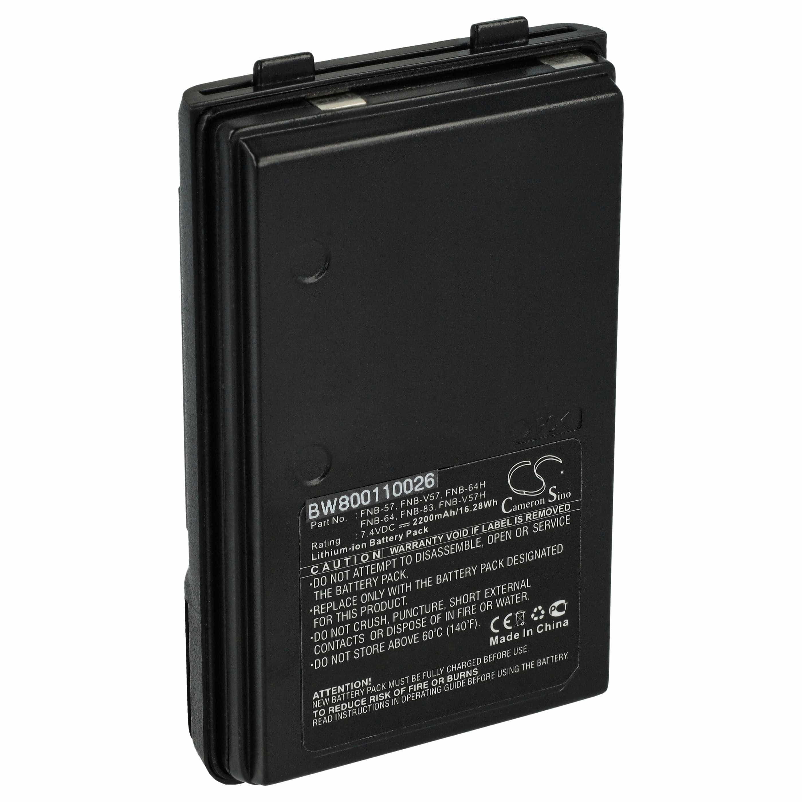 Batteria sostituisce Yaesu Vertex FNB-57, FNB-64, AAJ66X001 per dispositivo radio - 2000mAh 7,4V Li-Ion