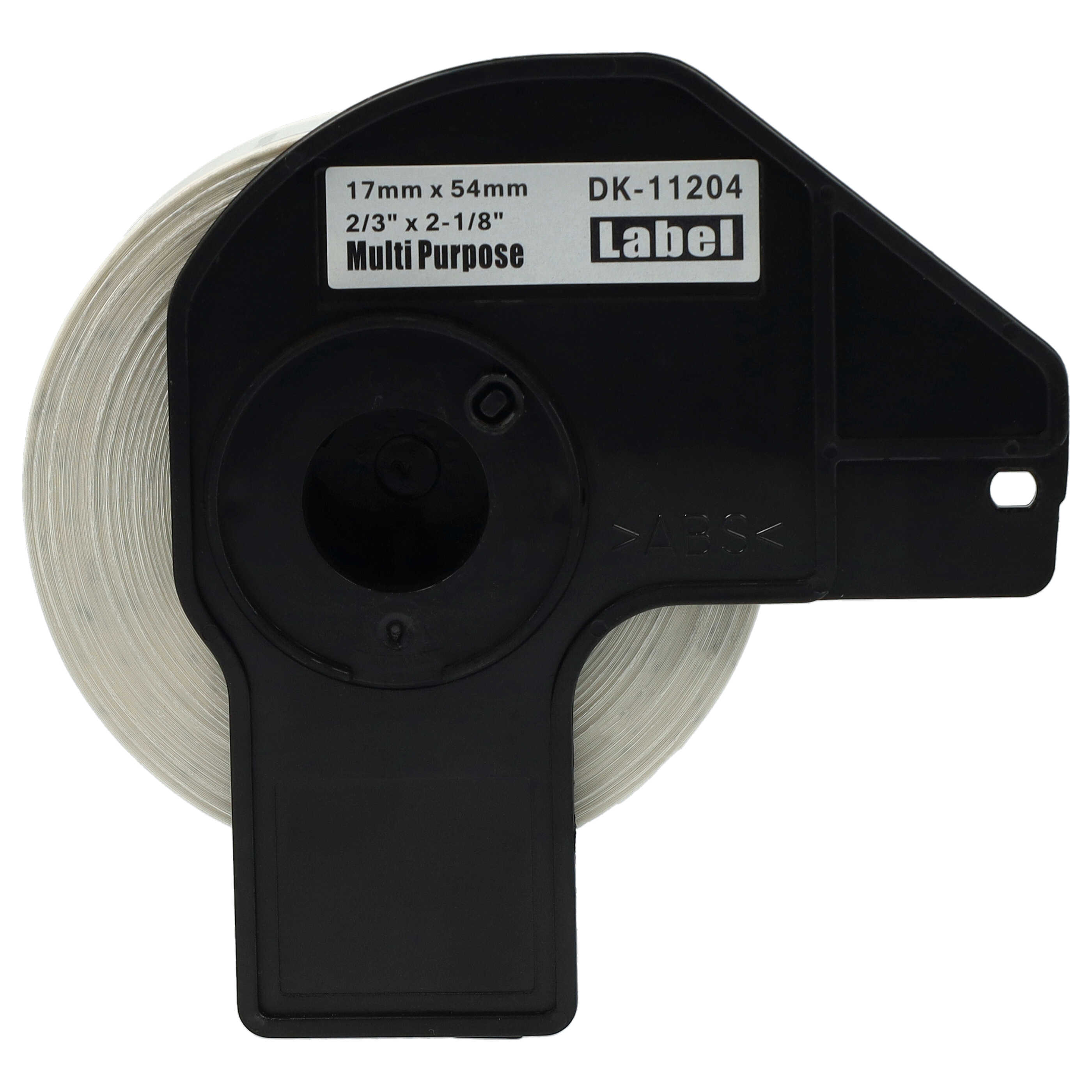 2x Label Roll replaces Brother DK-11204 Labeller - 17 mm x 54 mm + Holder