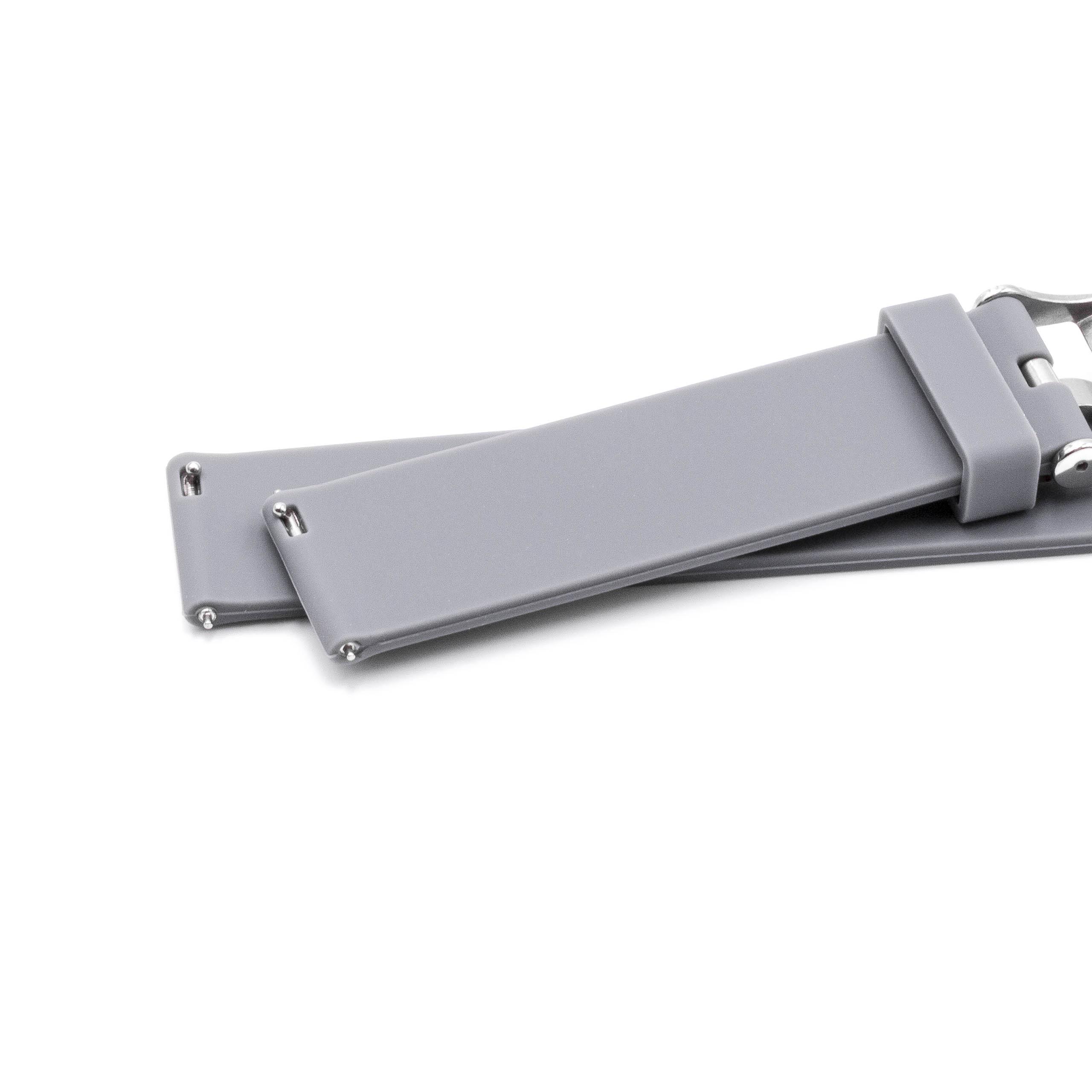 cinturino L per Huawei Watch Smartwatch ecc - 12,2cm + 8,5 cm lunghezza, 22mm ampiezza, silicone, grigio