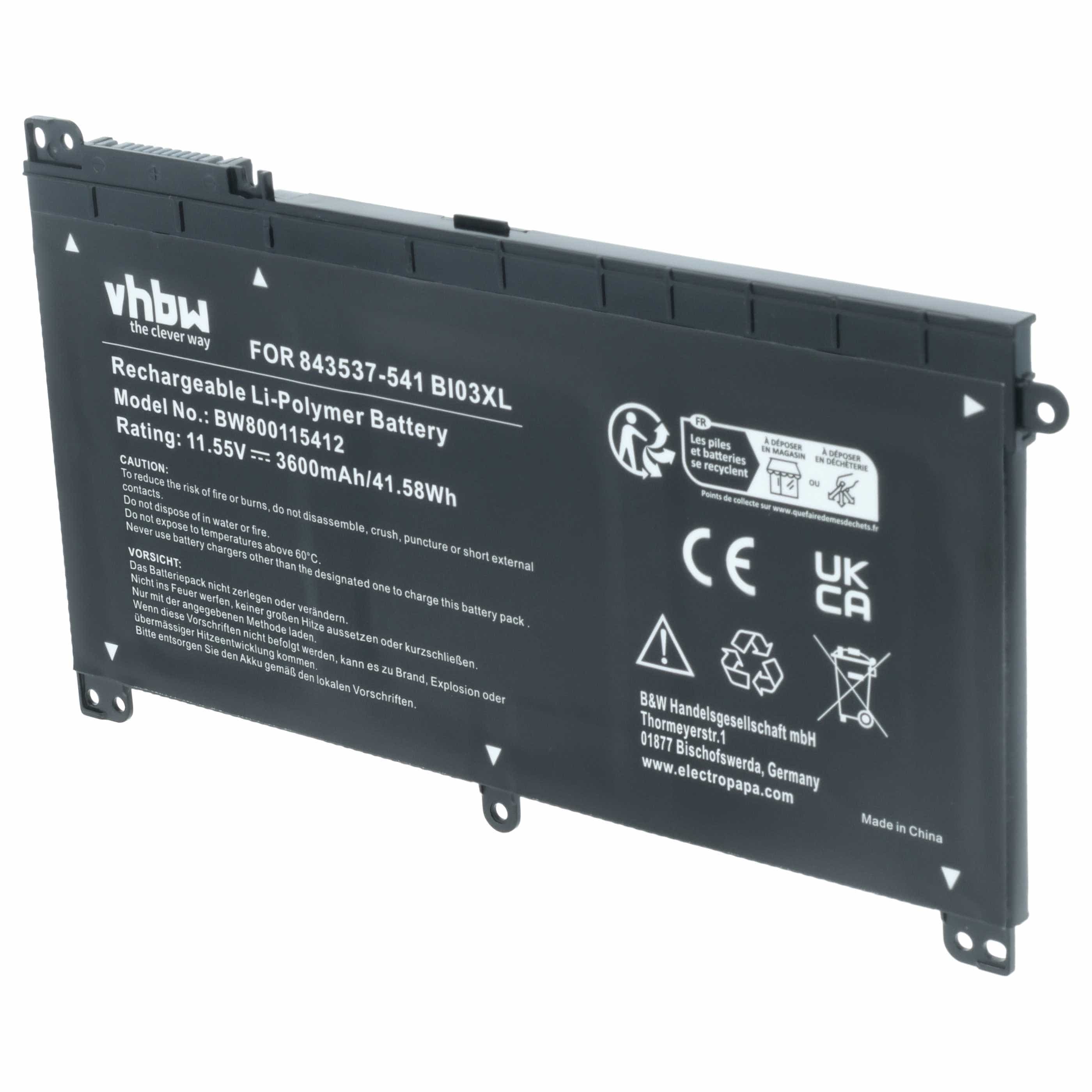 Akumulator do laptopa zamiennik HP 843537-541, 843537-421, 1LT72ES - 3600 mAh 11,55 V Li-Ion, czarny