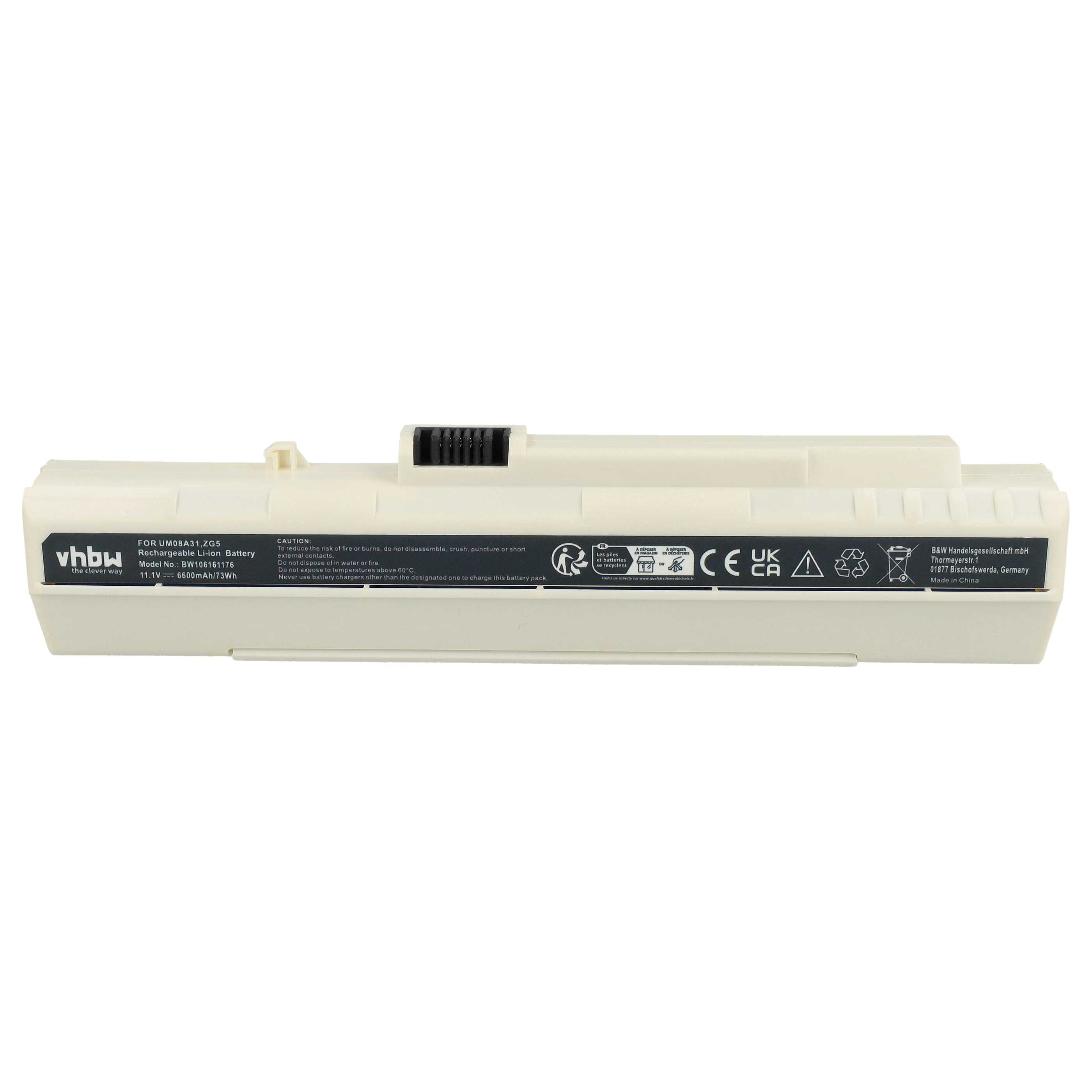 Akumulator do laptopa zamiennik Acer BT.00605.035, 934T2780F, BT.00607.039 - 6600 mAh 11,1 V Li-Ion, biały
