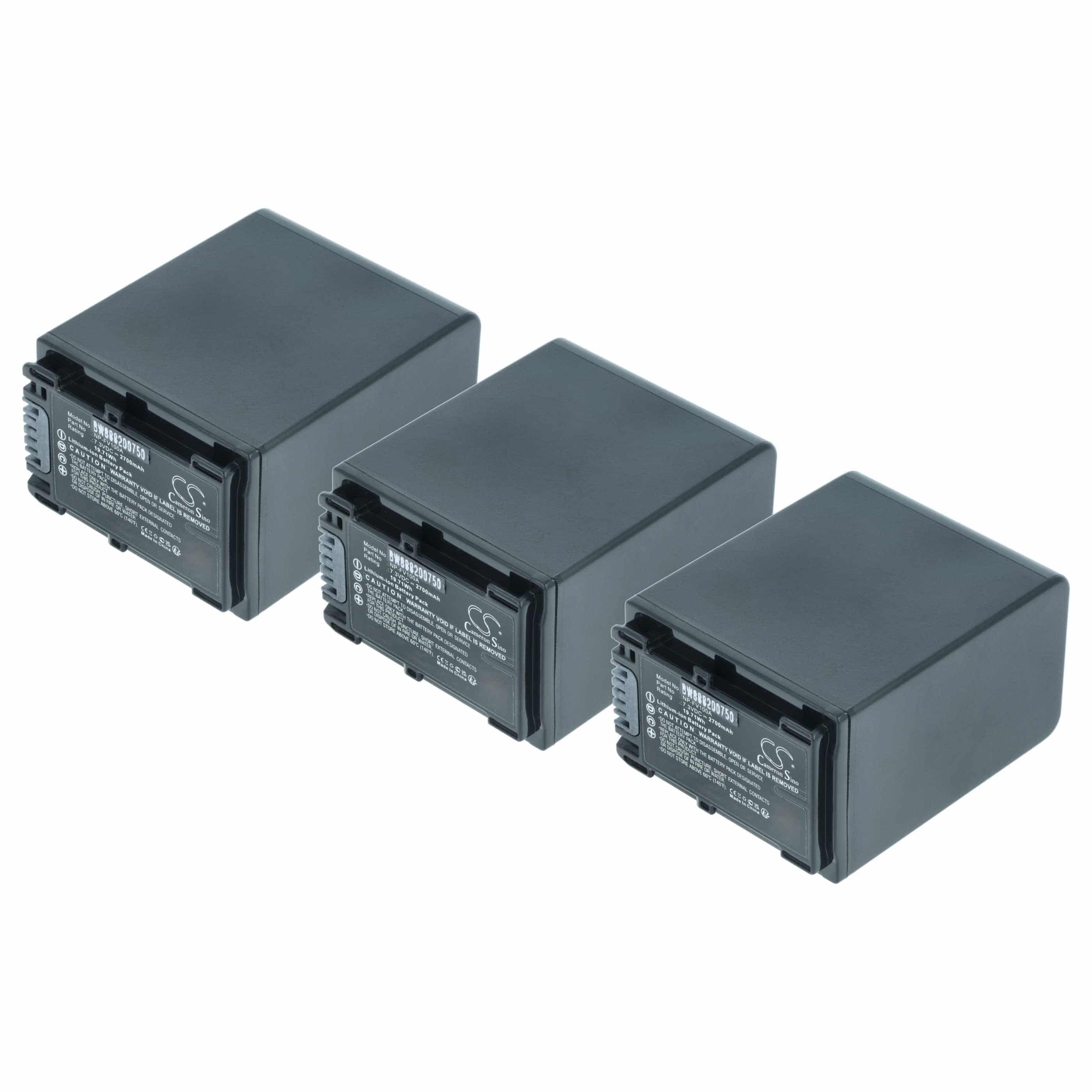 Videocamera 3x Battery replaces Sony NP-FV100A - 2700 mAh 7.3 V Li-Ion