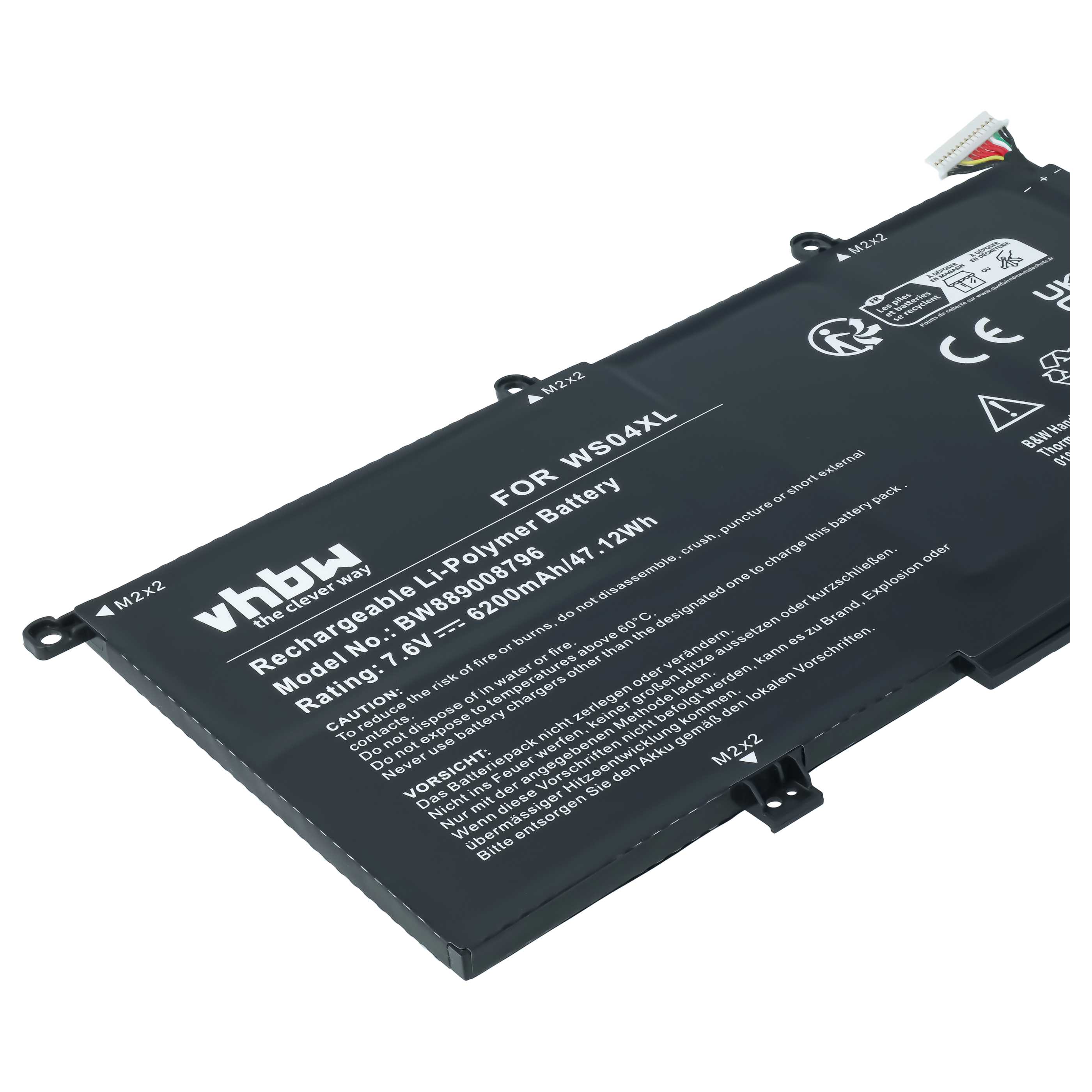 Batteria sostituisce HP HSTNN-DB9Z, L97352-2D1, WS04066XL, L97357-005 per notebook - 6200mAh 7,6V Li-Poly