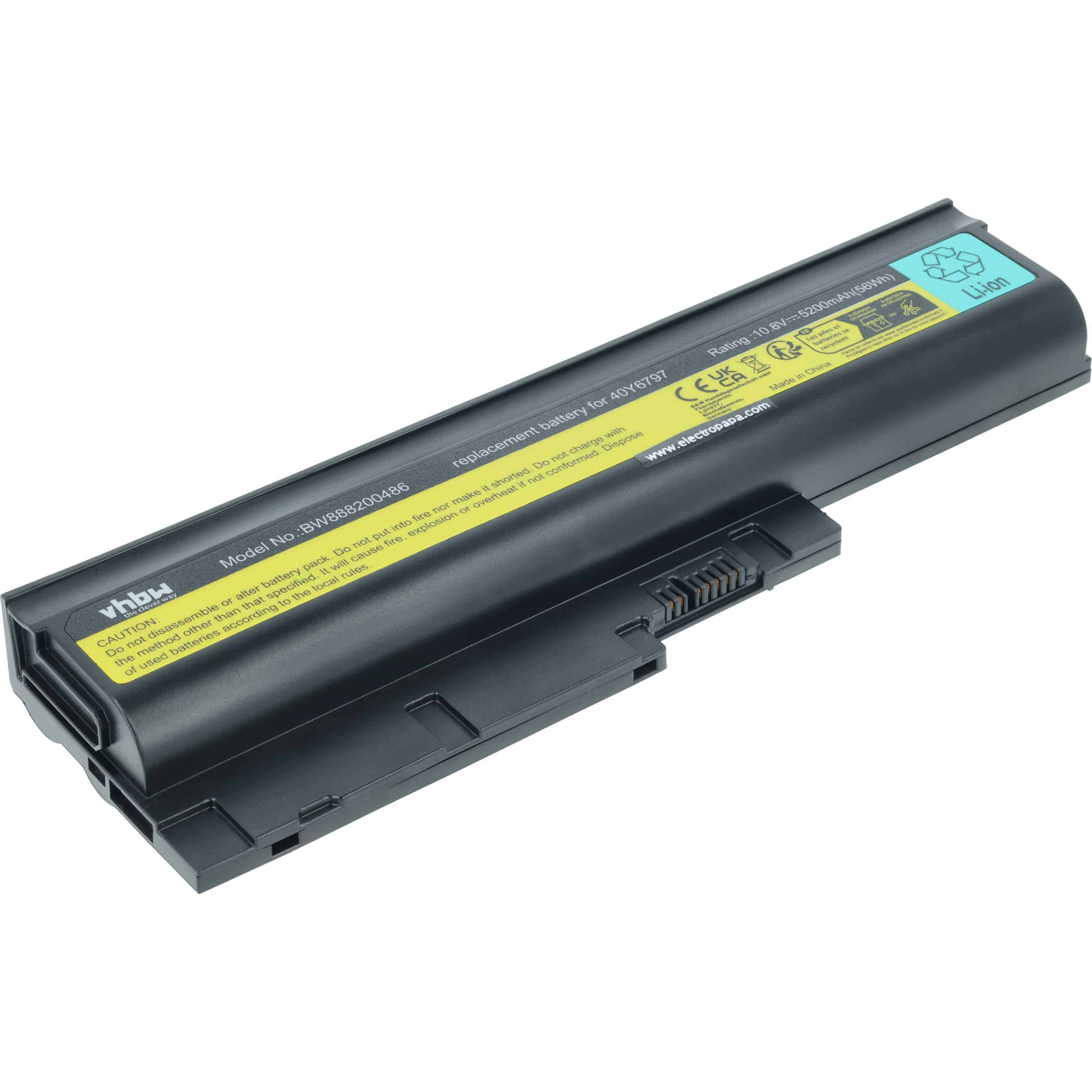 Akumulator do laptopa zamiennik IBM / Lenovo 40Y6797, 40Y6798, 40Y6795 - 5200 mAh 10,8 V Li-Ion, czarny